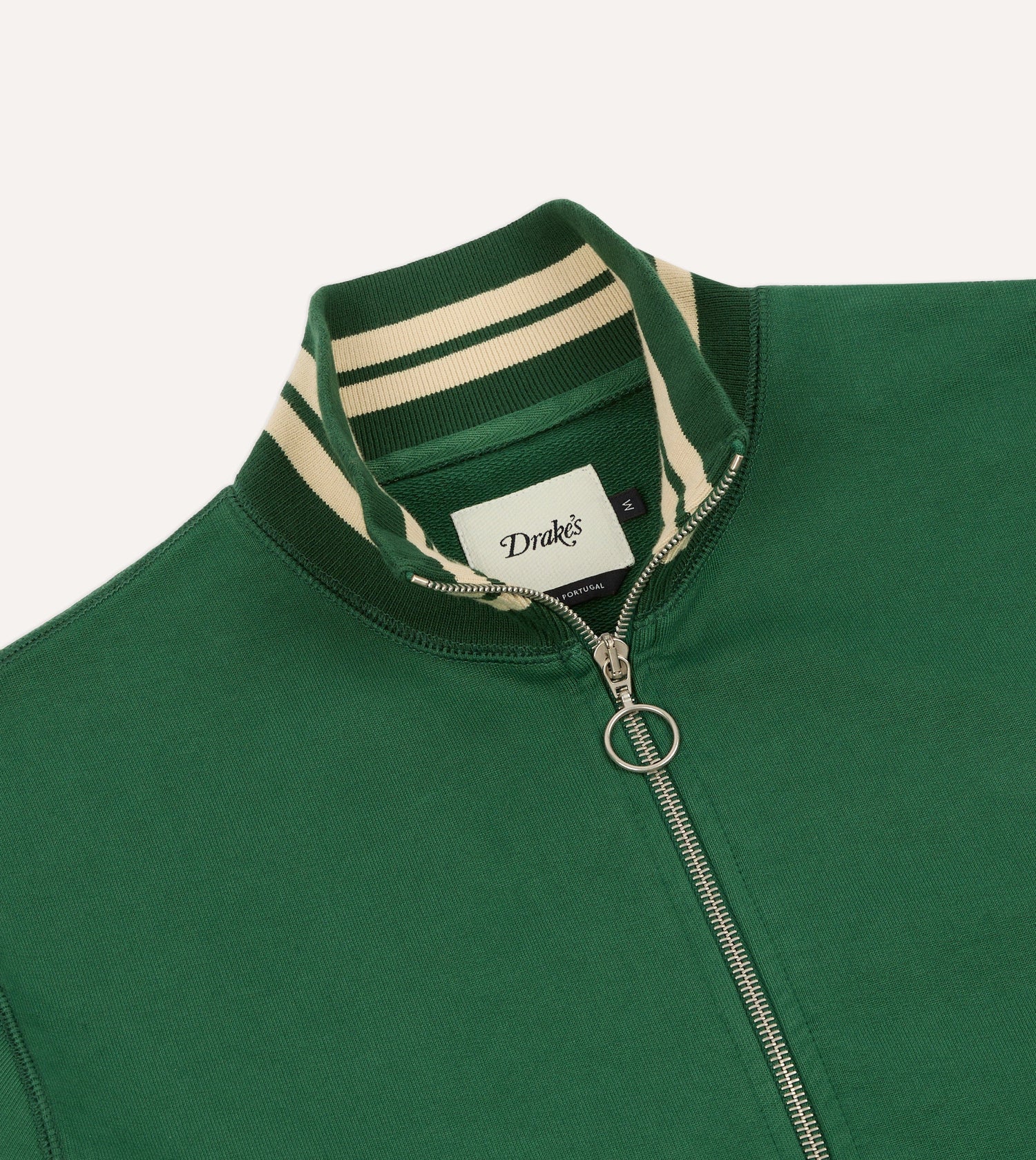 Green and Ecru Cotton Zip-Through Sweatshirt