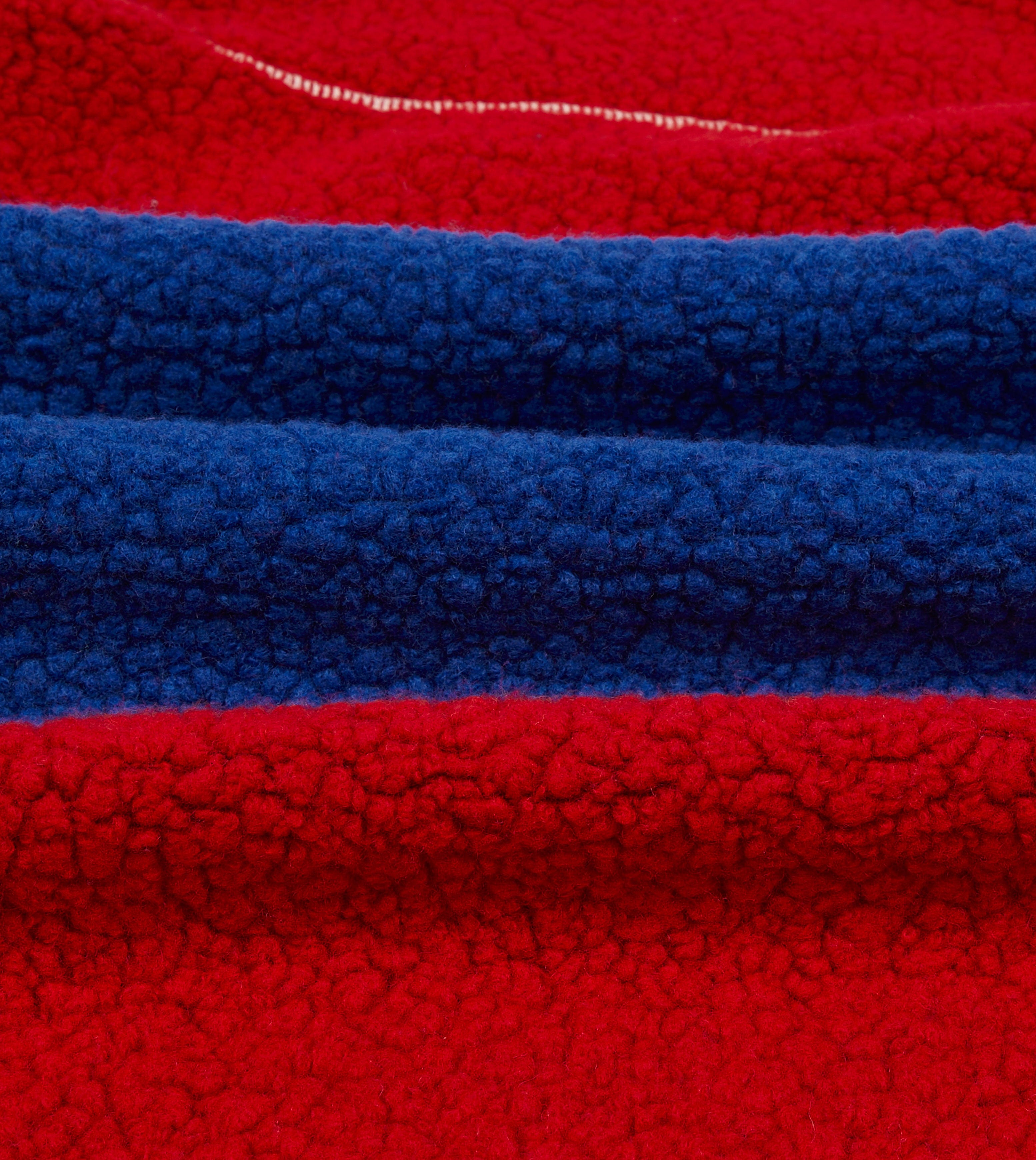 Ecru, Red and Blue Boucle Wool Zip Fleece Jacket