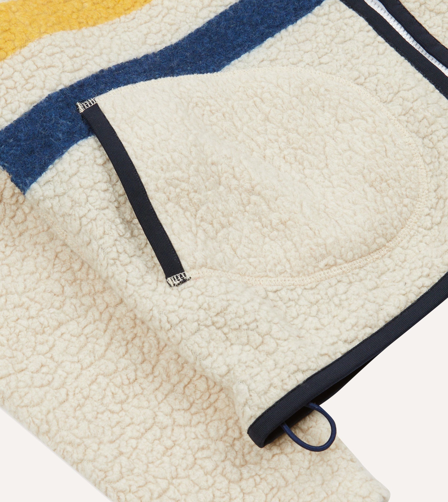 Ecru Stripe Boucle Wool Zip Fleece Jacket