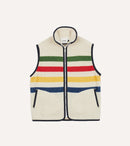 Ecru Stripe Boucle Wool Zip Fleece Vest