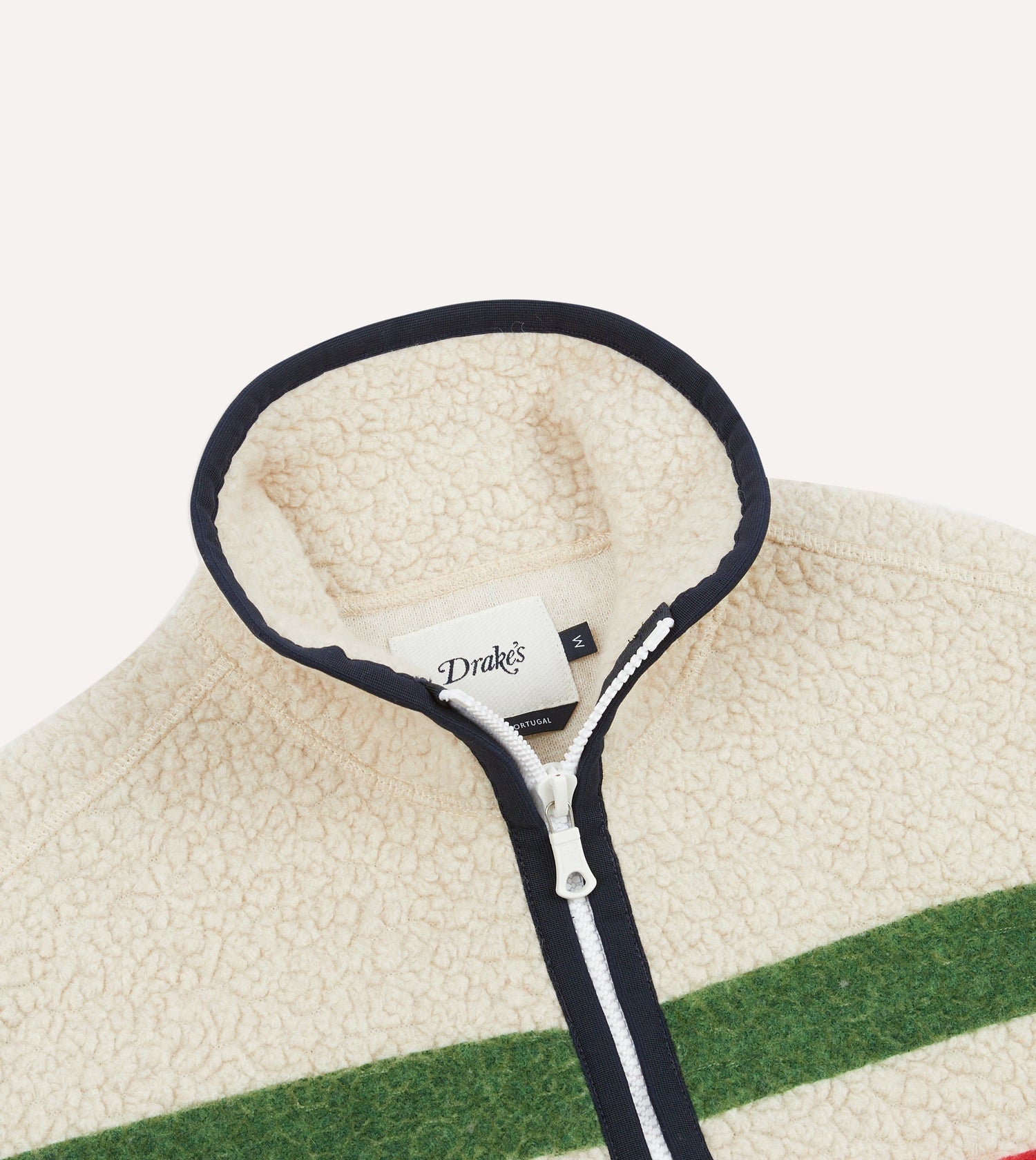 Ecru Stripe Boucle Wool Zip Fleece Vest