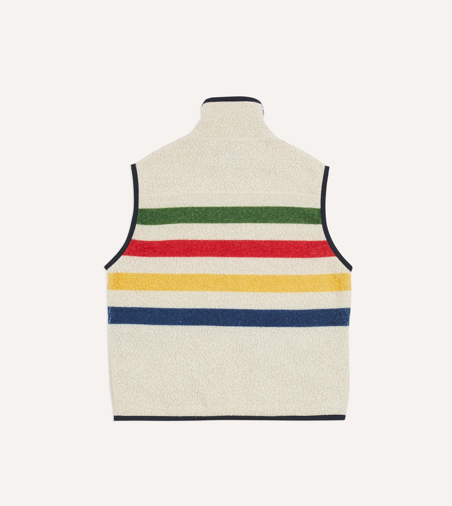 Ecru Stripe Boucle Wool Zip Fleece Vest