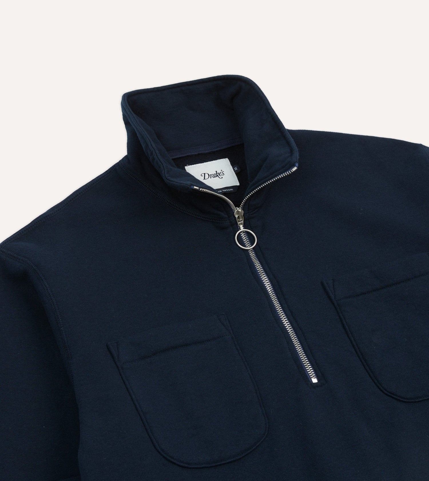 Navy Cotton Half-Zip Collared Sweatshirt