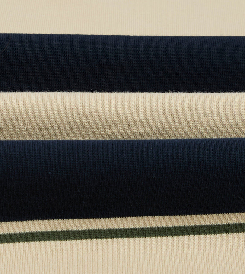 Drake's by A. Levine Navy Stripe Cotton Quarter Zip Rugby Shirt