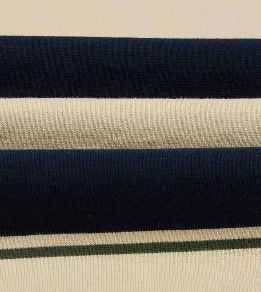 Drake's by A. Levine Navy Stripe Cotton Quarter Zip Rugby Shirt