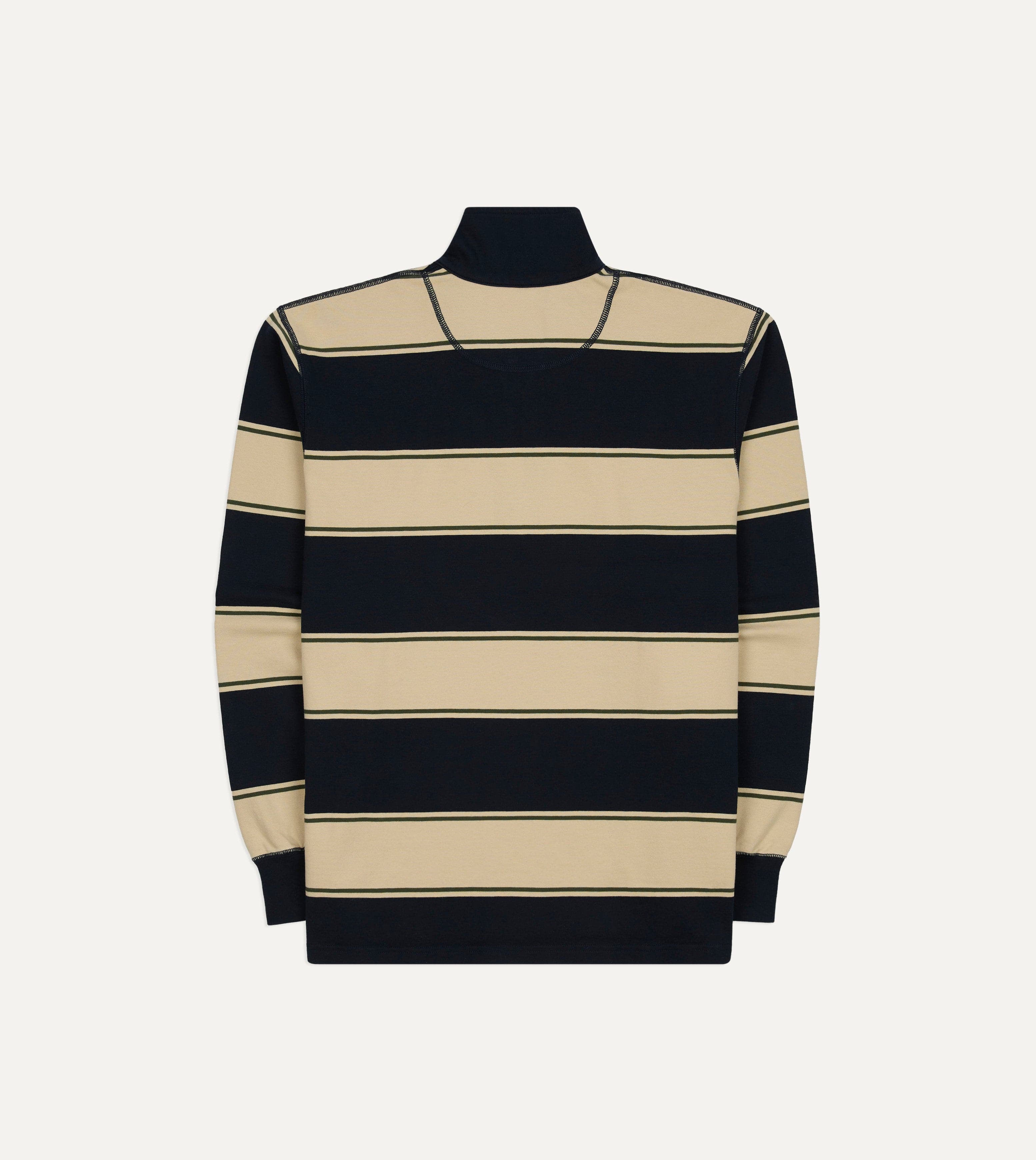 Drake's by A. Levine Navy Stripe Cotton Quarter Zip Rugby Shirt