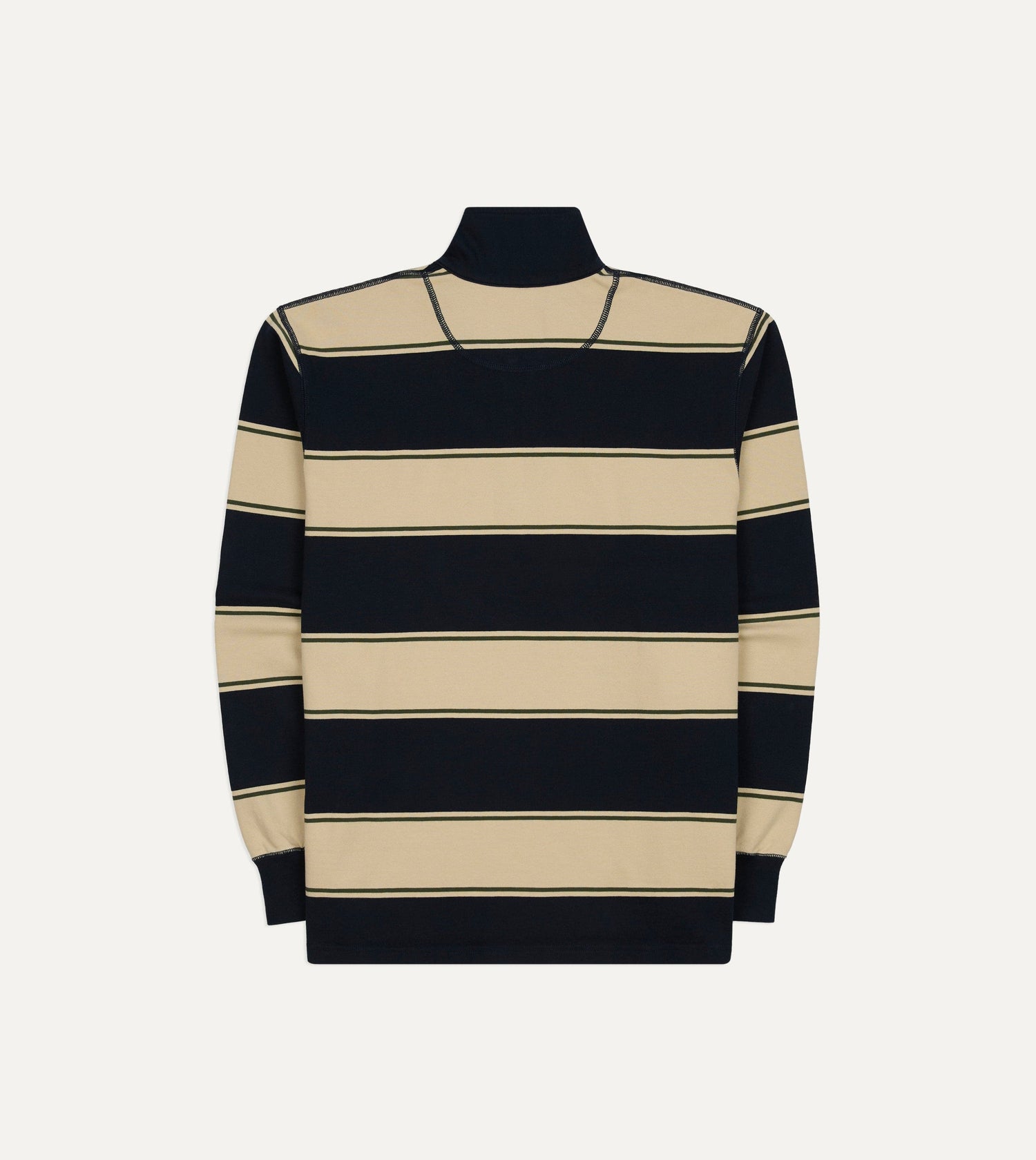 Drake's by A. Levine Navy Stripe Cotton Quarter Zip Rugby Shirt
