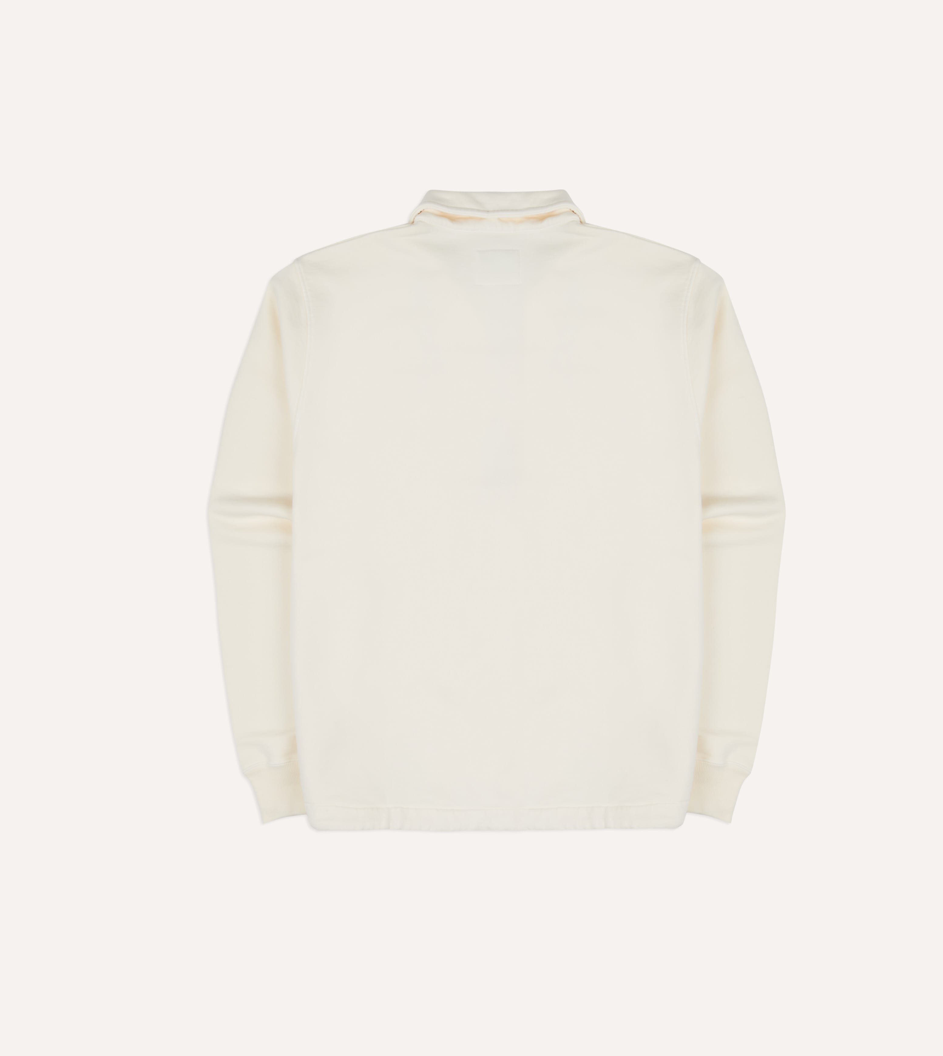 Ecru Cotton Quarter Zip Collared Drawstring Sweatshirt
