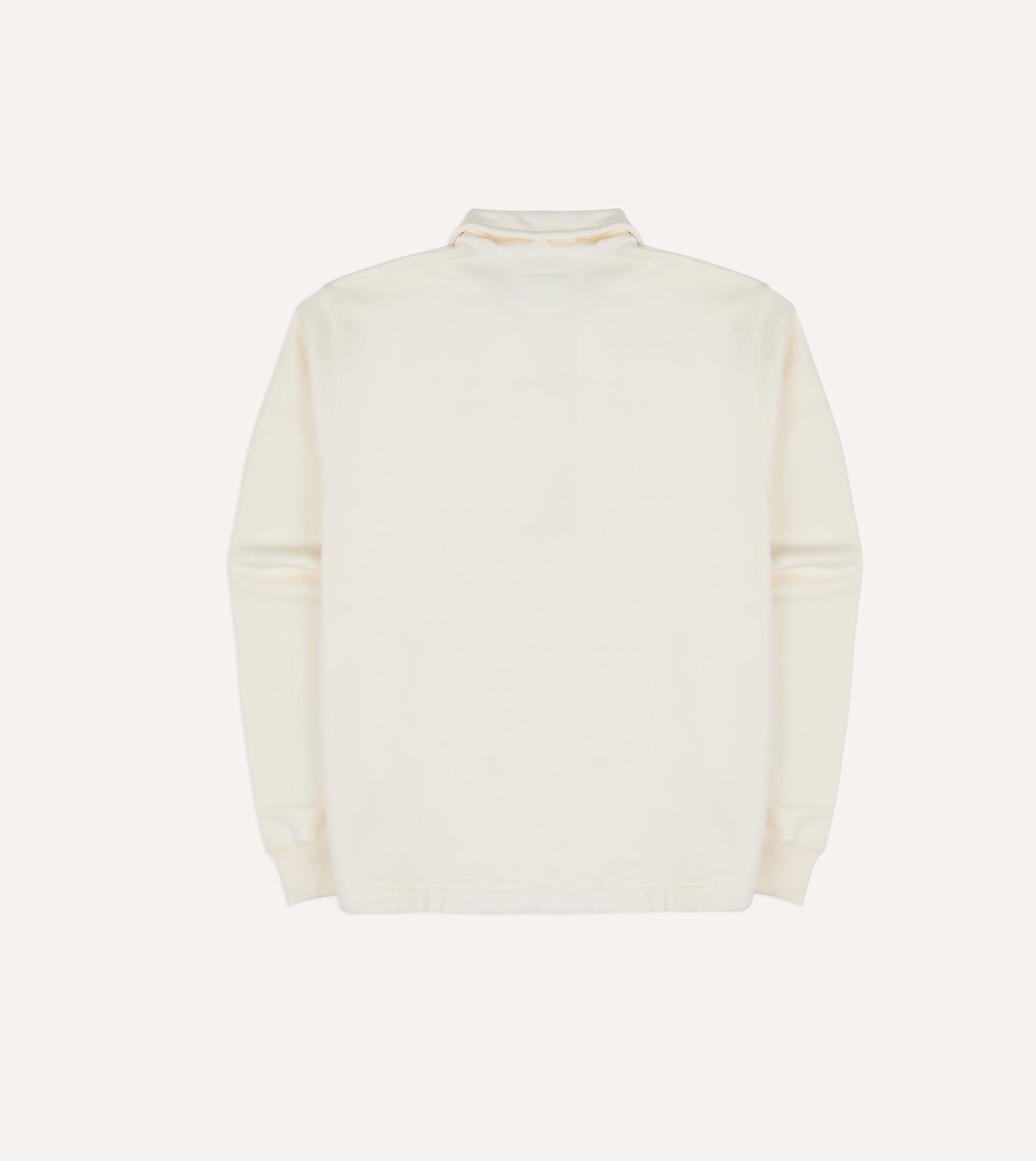 Ecru Cotton Quarter Zip Collared Drawstring Sweatshirt