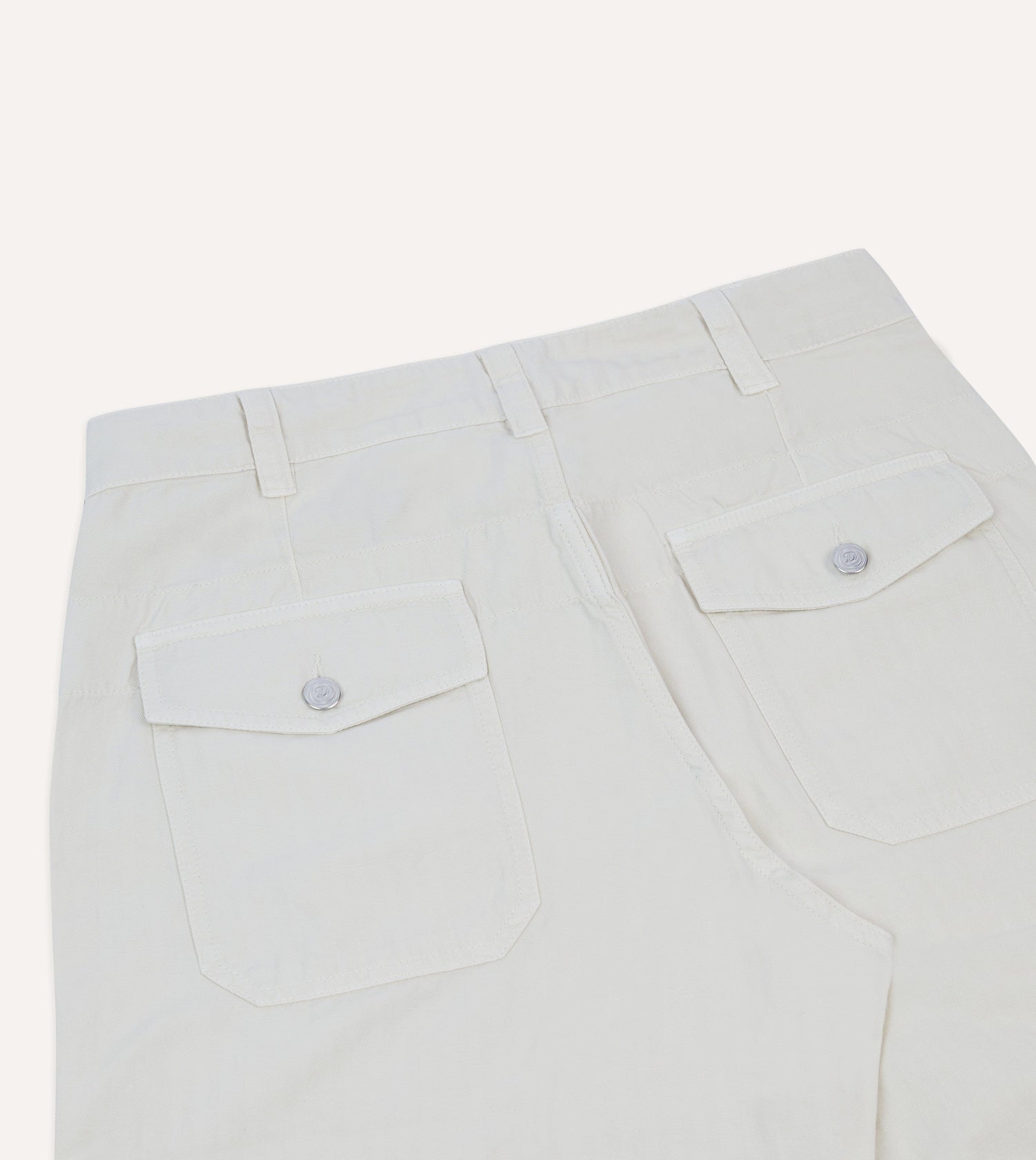 Ecru Cotton Herringbone Fatigue Trouser