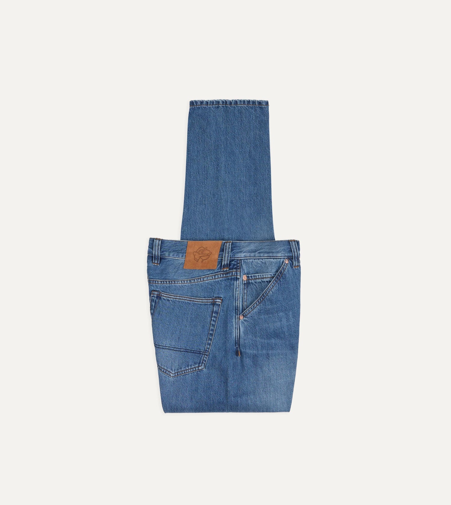 Stone Wash 13oz Seamless Denim Five-Pocket Jeans