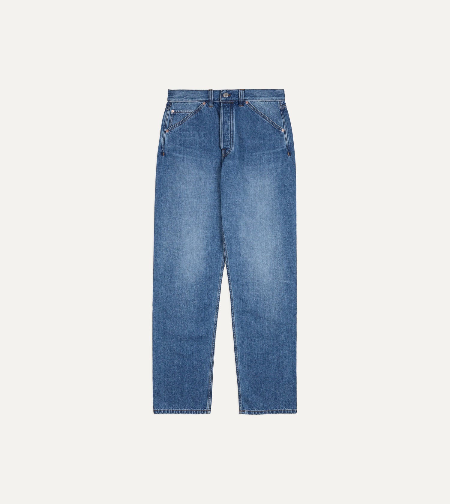 Stone Wash 13oz Seamless Denim Five-Pocket Jeans