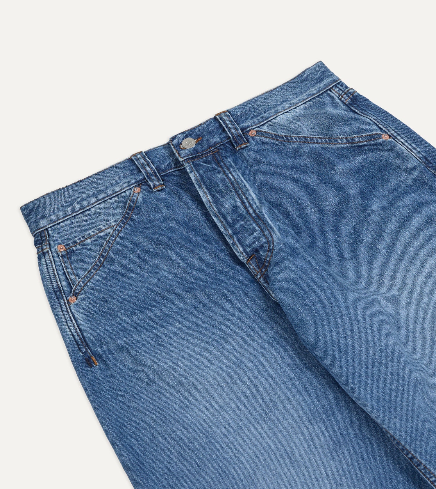 Stone Wash 13oz Seamless Denim Five-Pocket Jeans