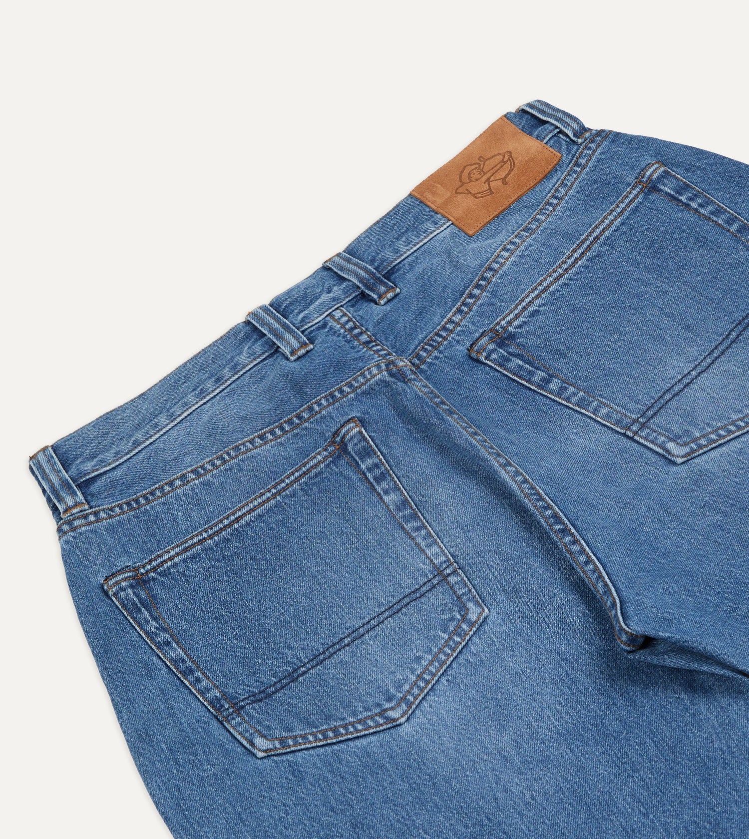 Stone Wash 13oz Seamless Denim Five-Pocket Jeans