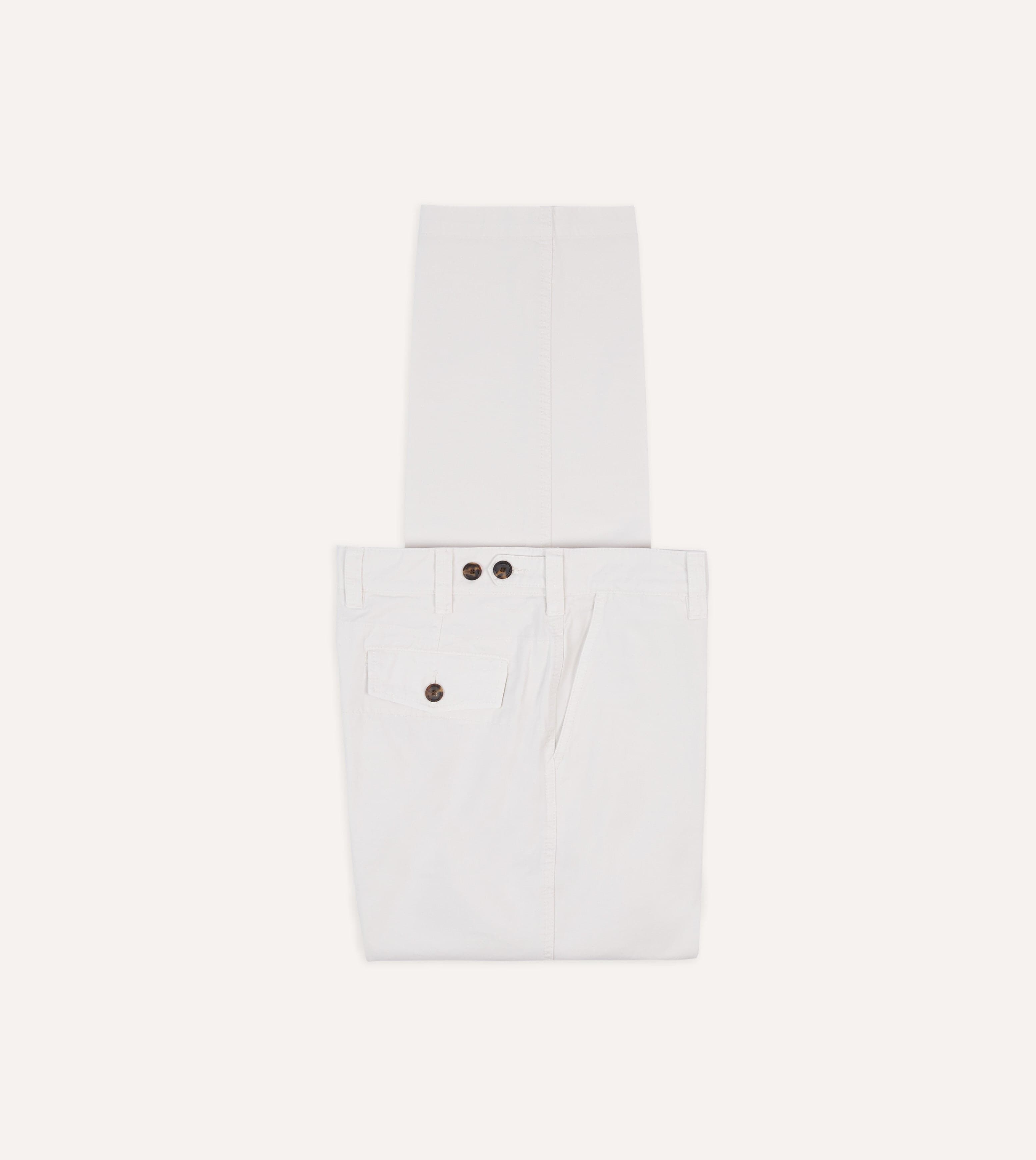 Ecru Cotton Flat Front Chino