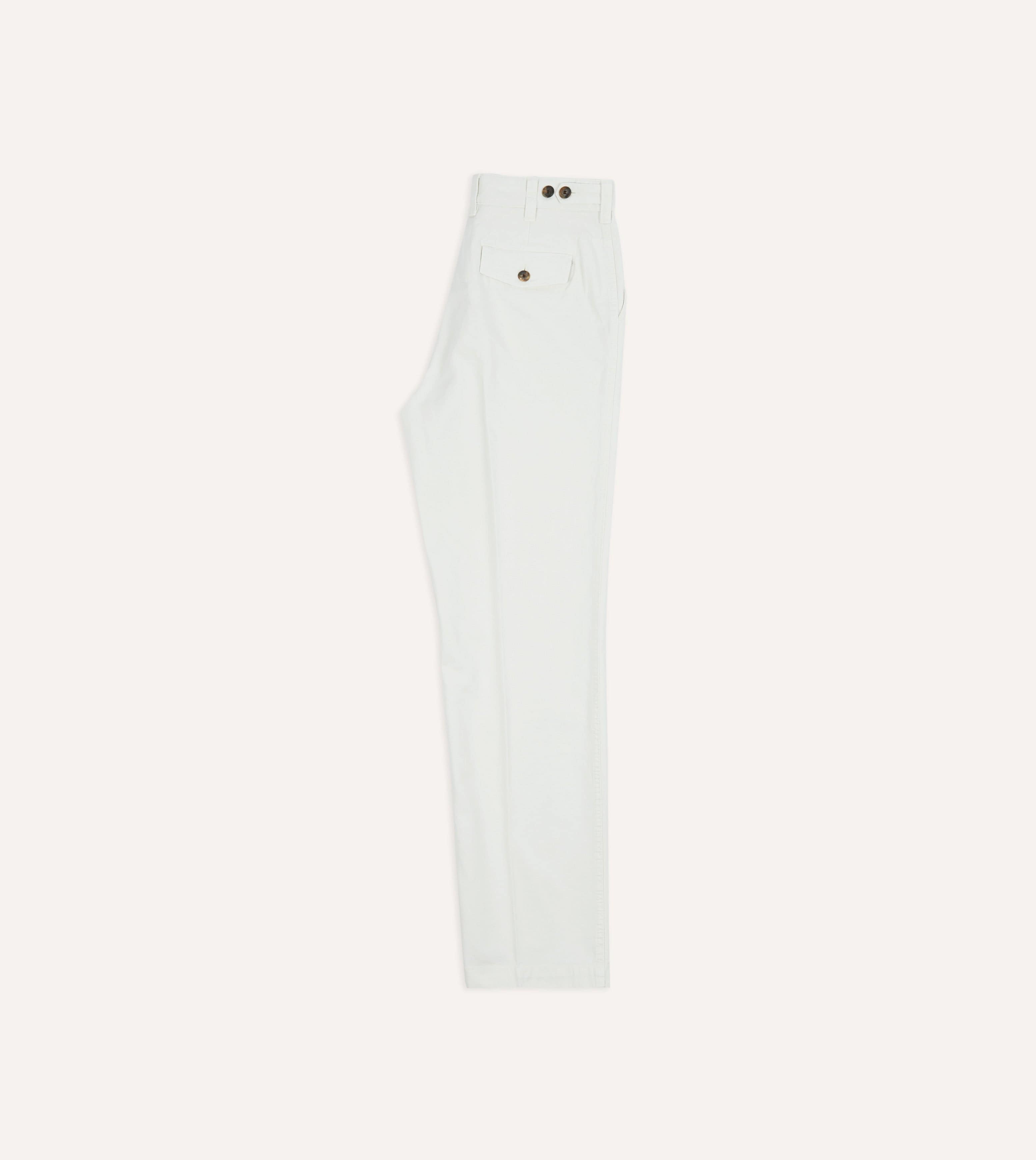 Ecru Cotton Flat Front Chino