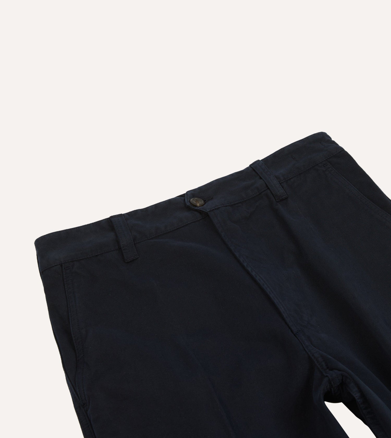 Navy Textured Cotton Flat Front Chino