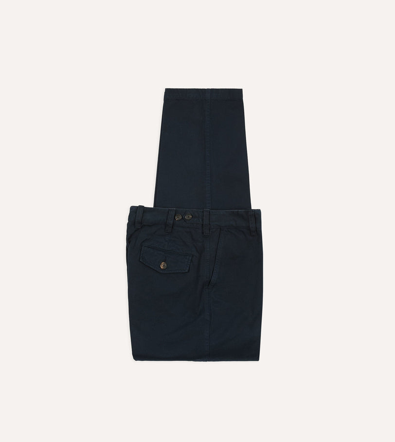 Navy Heavy Cotton Flat Front Chino