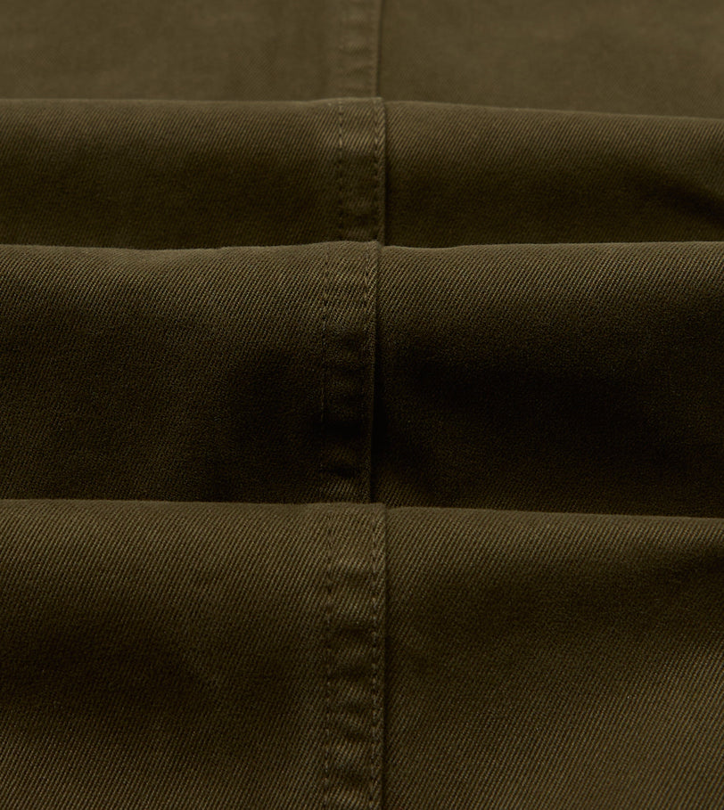Olive Heavy Cotton Flat Front Chino