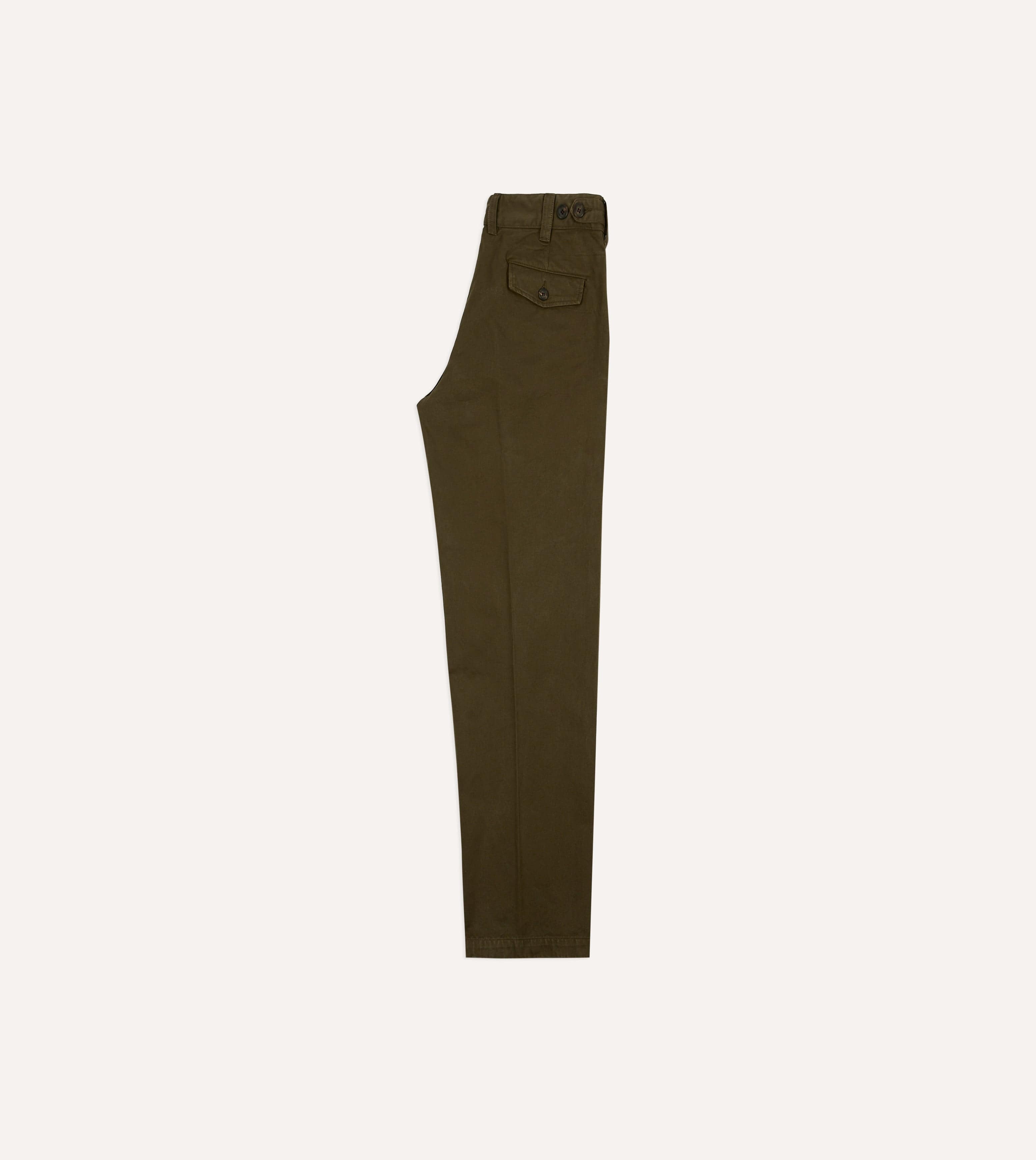 Olive Textured Cotton Flat Front Chino