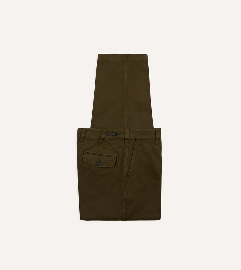 Brown Heavy Cotton Flat Front Chino