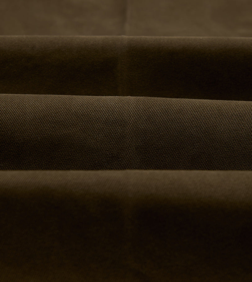 Brown Heavy Cotton Flat Front Chino