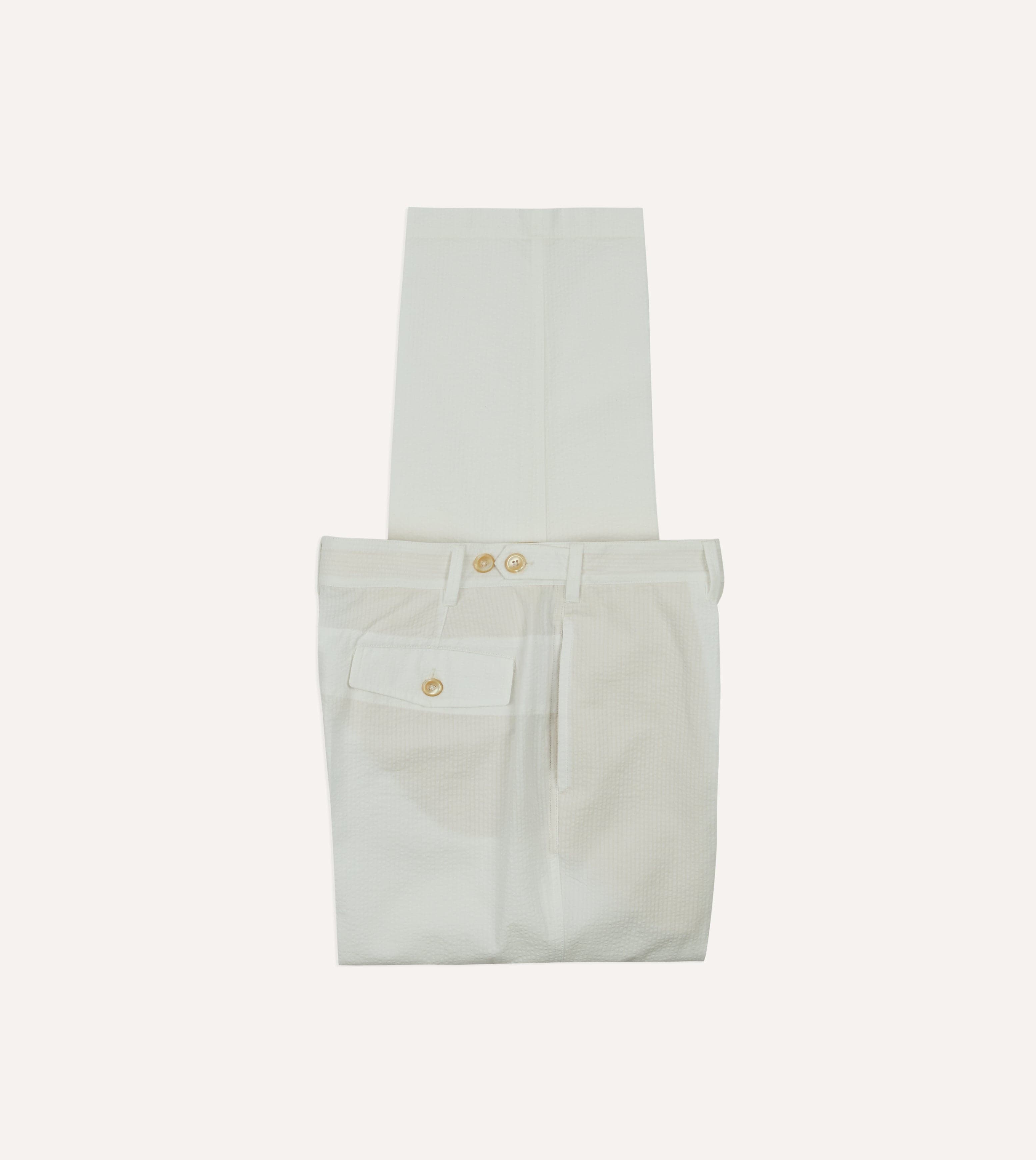 Michael McGregor for Drake’s White Seersucker Games Trousers