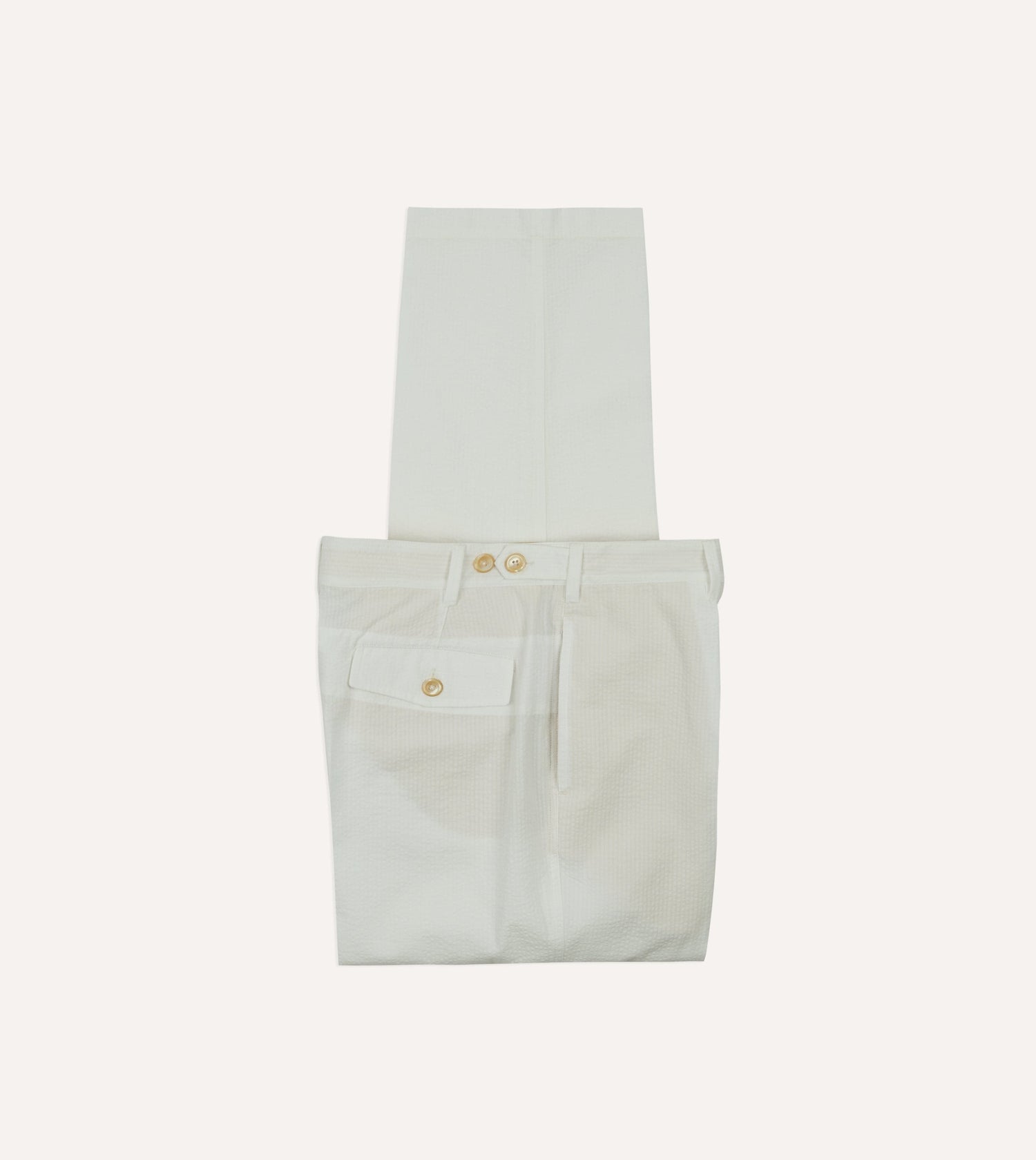 Michael McGregor for Drake’s White Seersucker Games Trousers