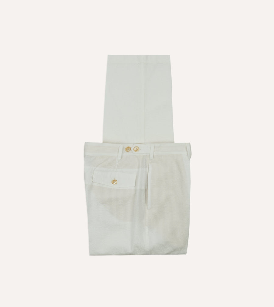 White Seersucker Games Trousers