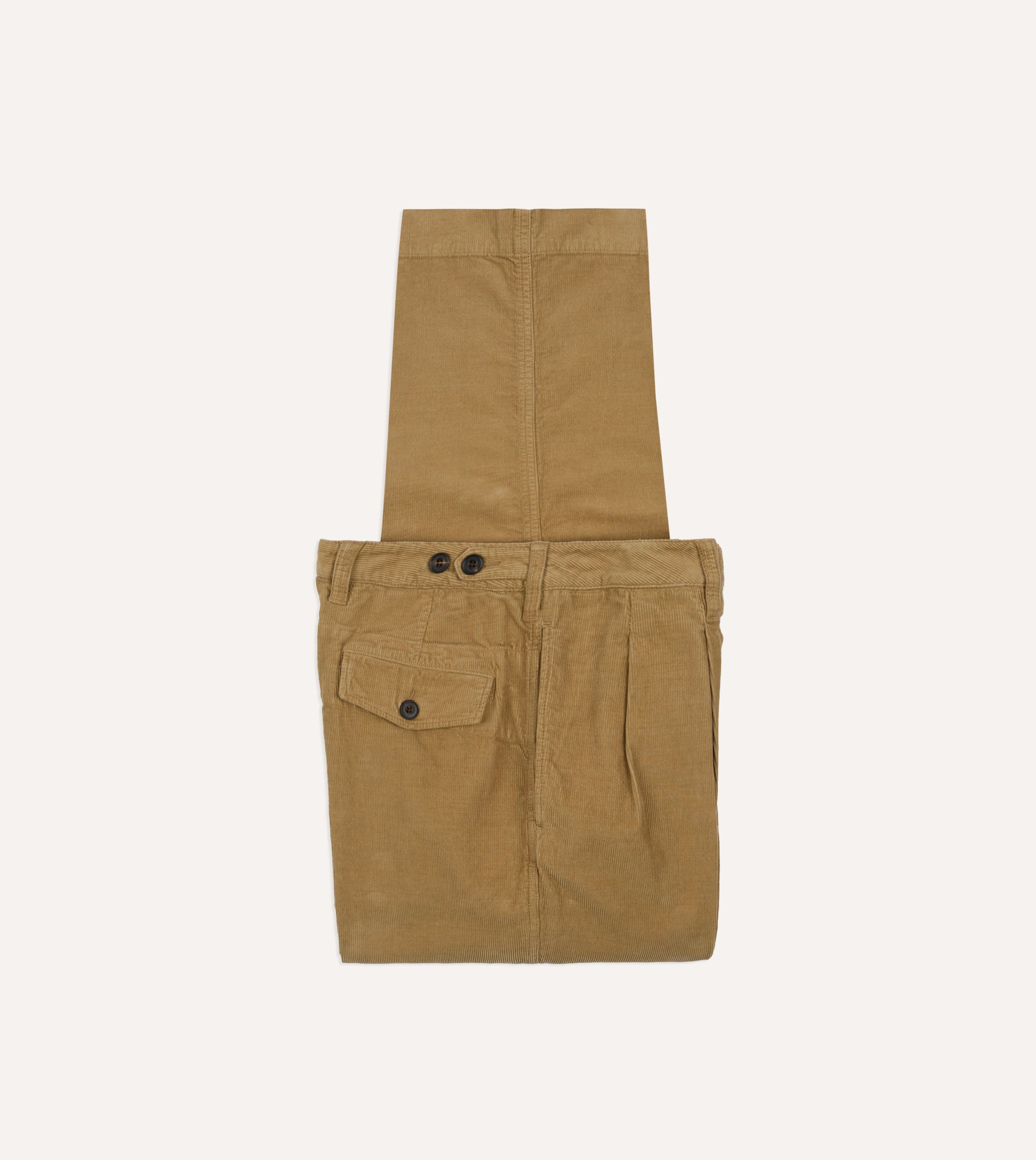 Sand Cotton Corduroy Wide Leg Double Pleat Chino
