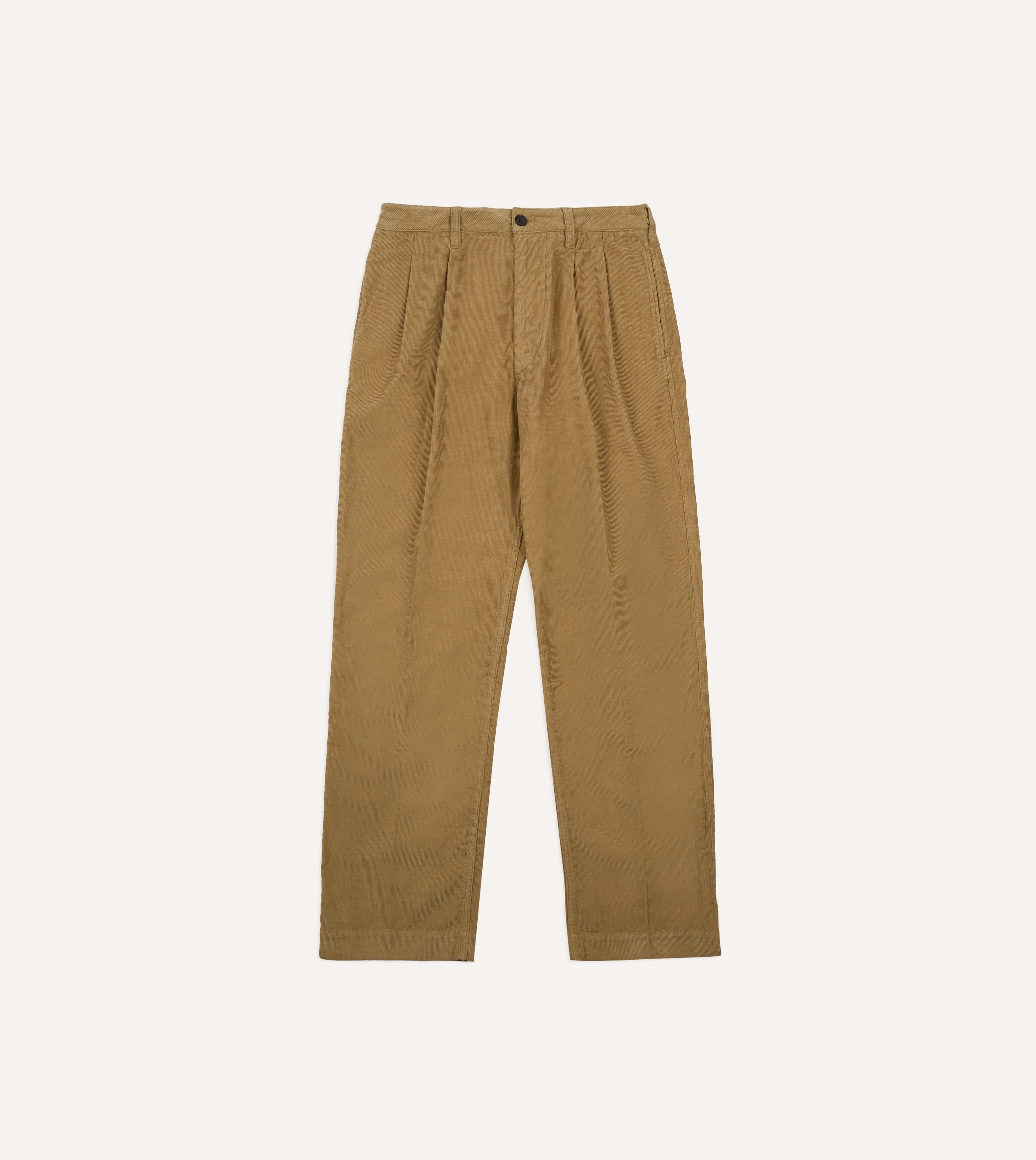 Sand Cotton Corduroy Wide Leg Double Pleat Chino – Drakes