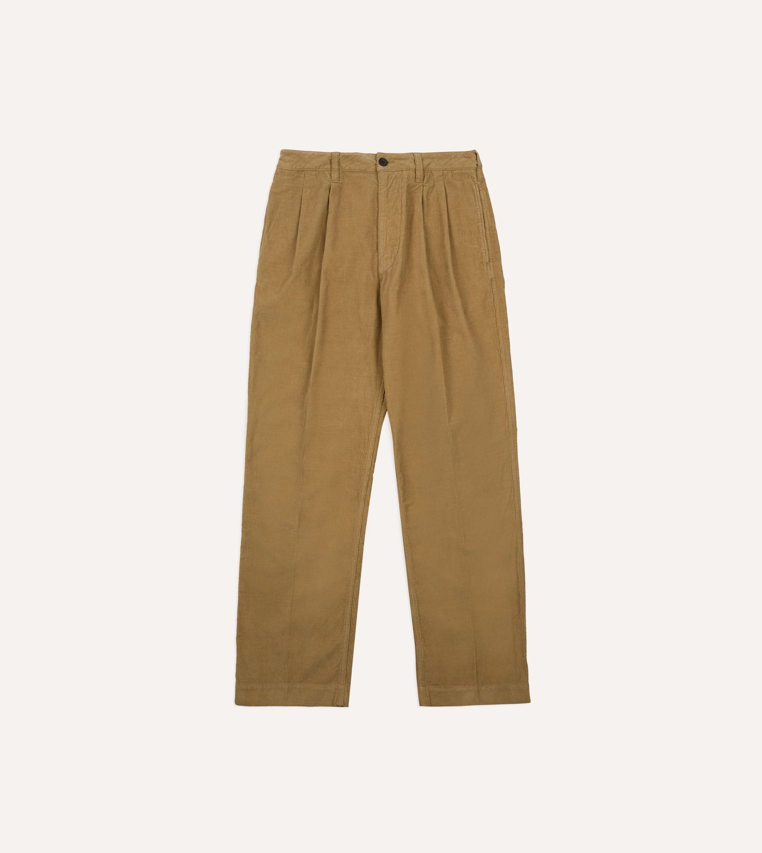 Sand Cotton Corduroy Wide Leg Double Pleat Chino