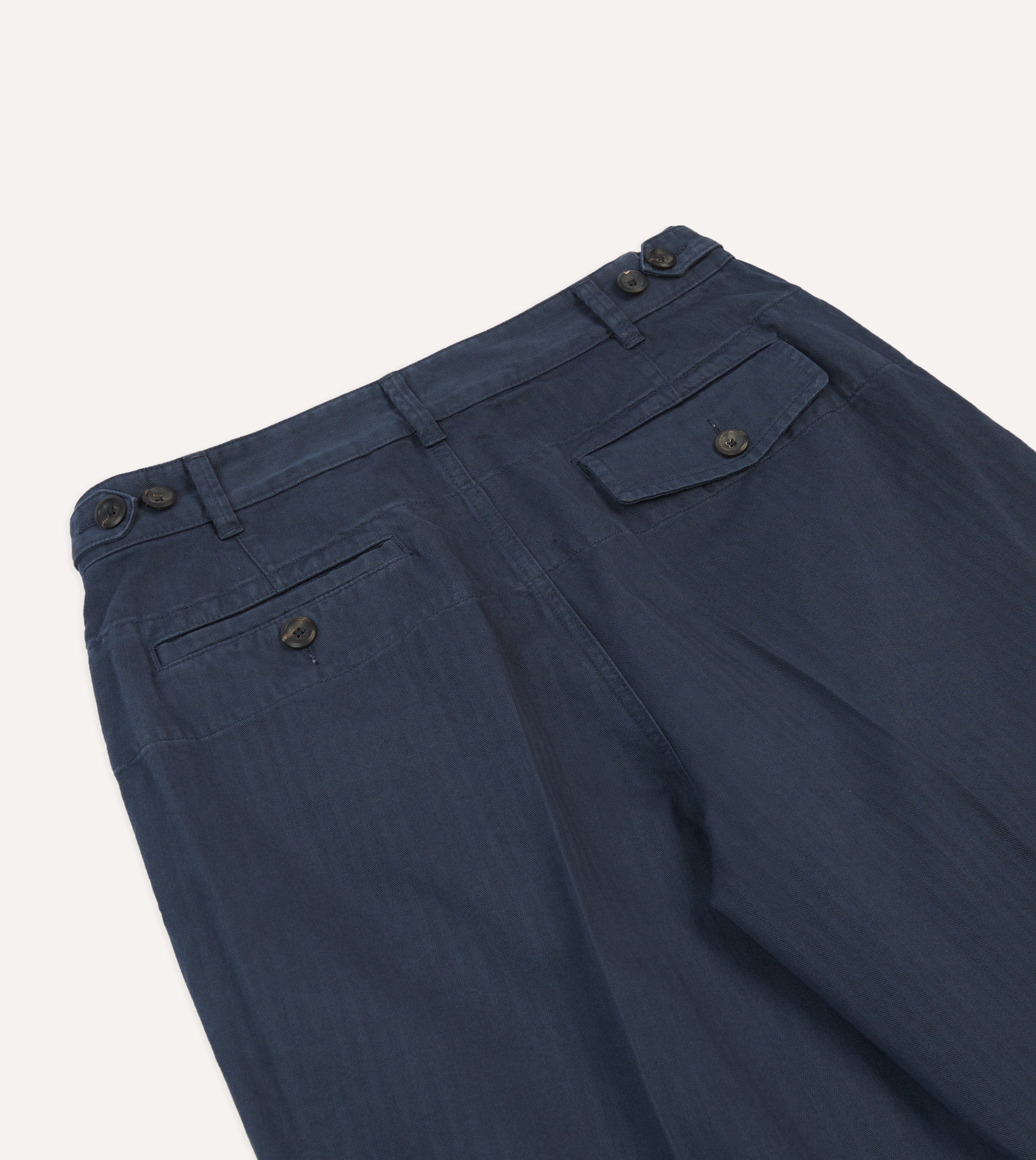 Navy Herringbone Cotton Games Trousers – Drakes