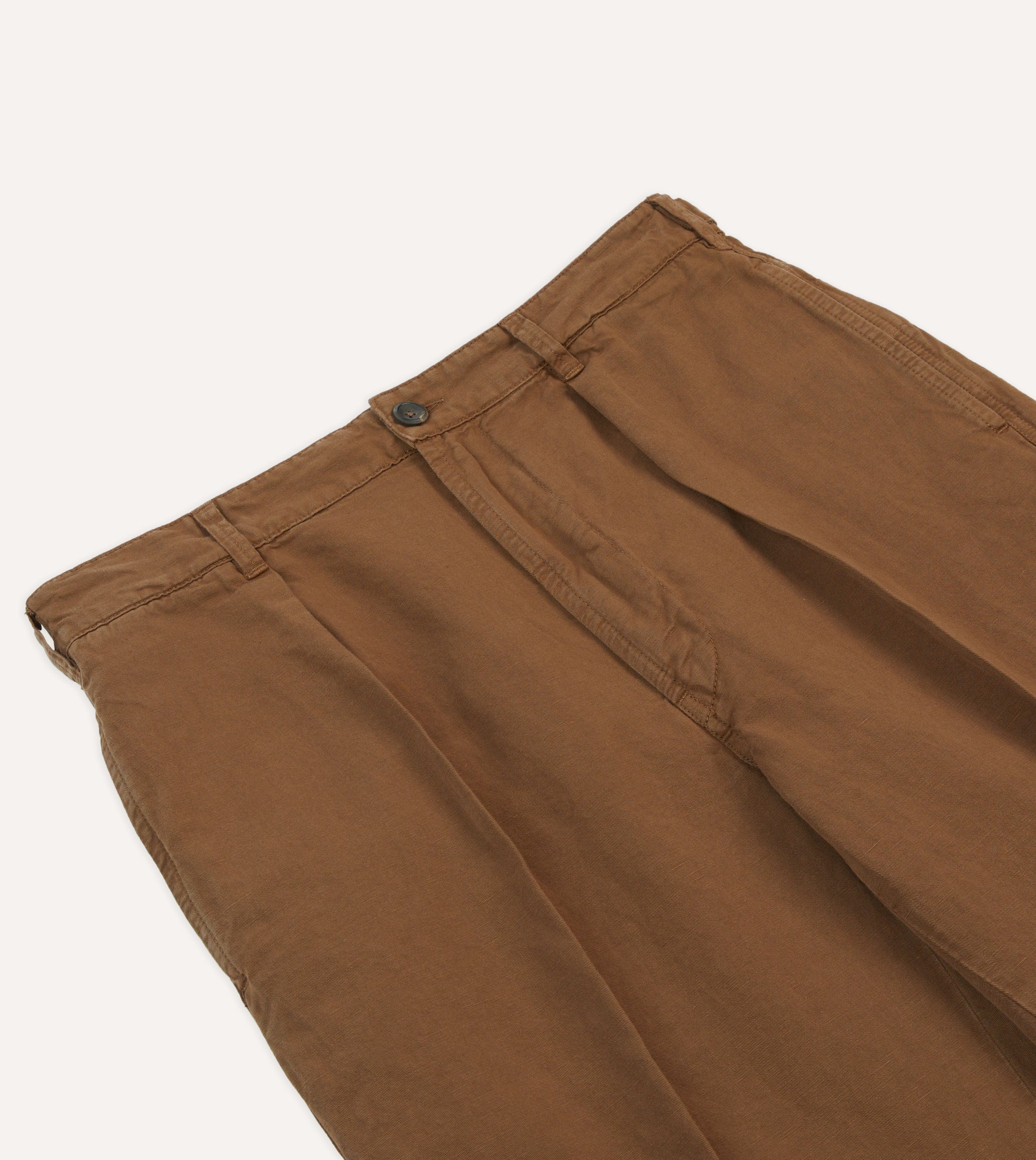 Tobacco Cotton Linen Games Trousers – Drakes