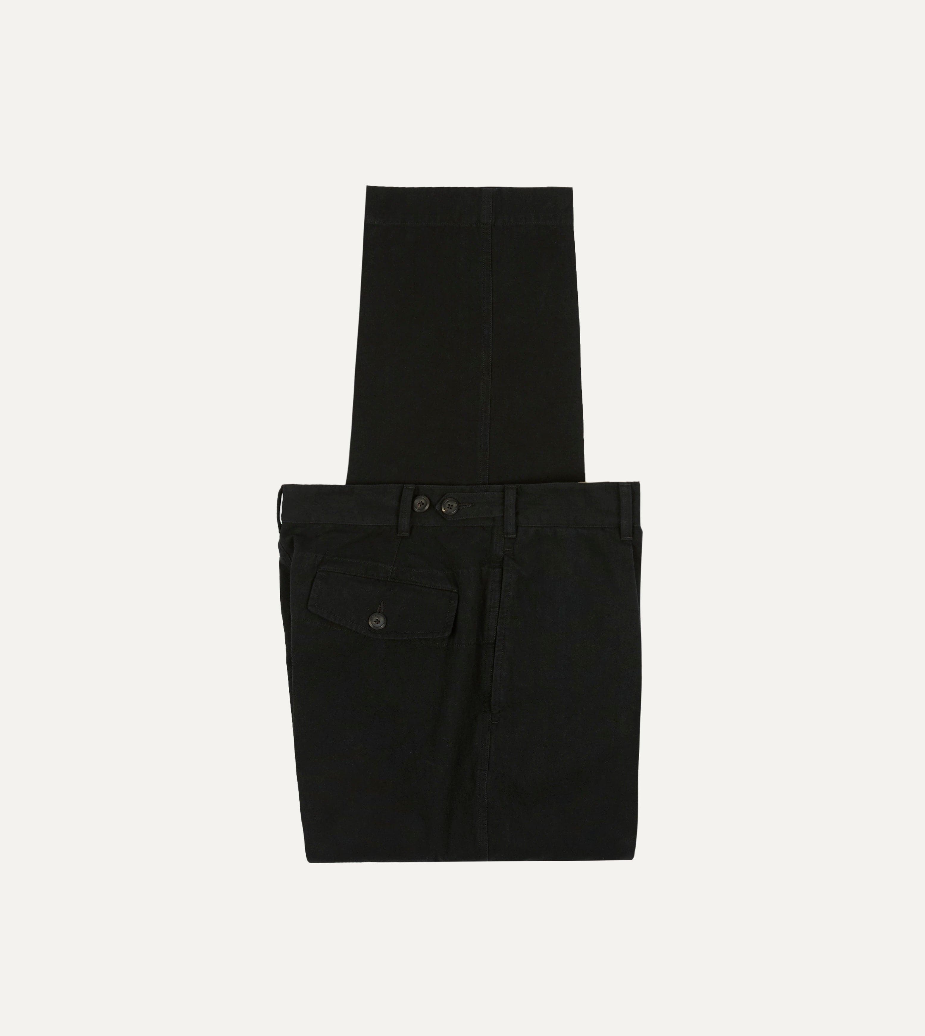 Drake's by A. Levine Black Cotton-Linen Games Trousers