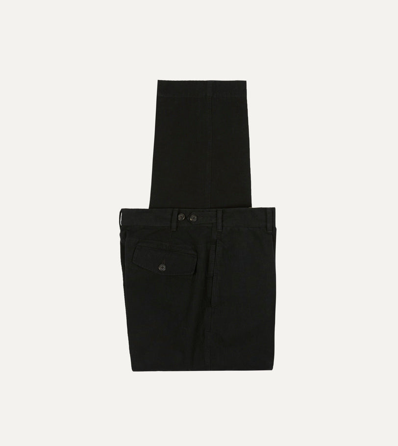 Drake's by A. Levine Black Cotton-Linen Games Trousers