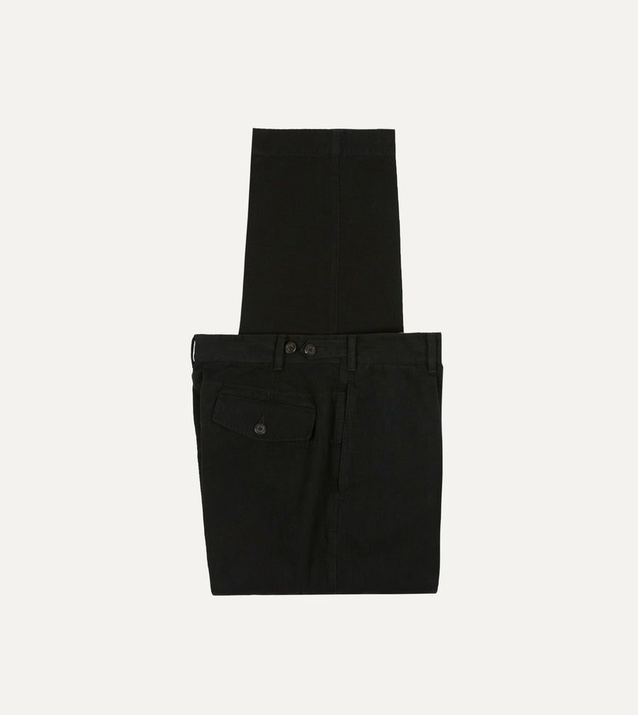 Drake's by A. Levine Black Cotton-Linen Games Trousers