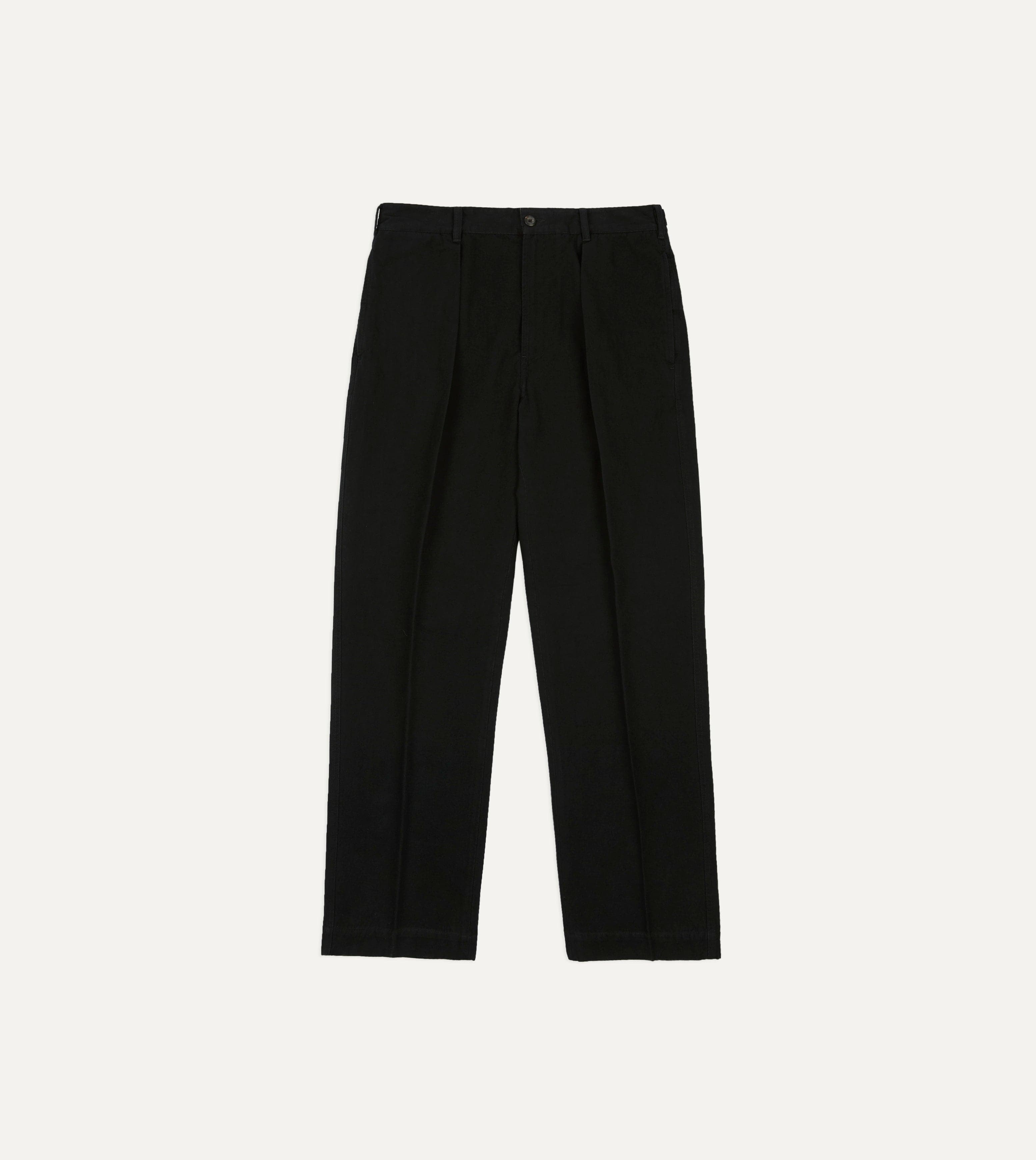 Drake's by A. Levine Black Cotton-Linen Games Trousers – Drakes
