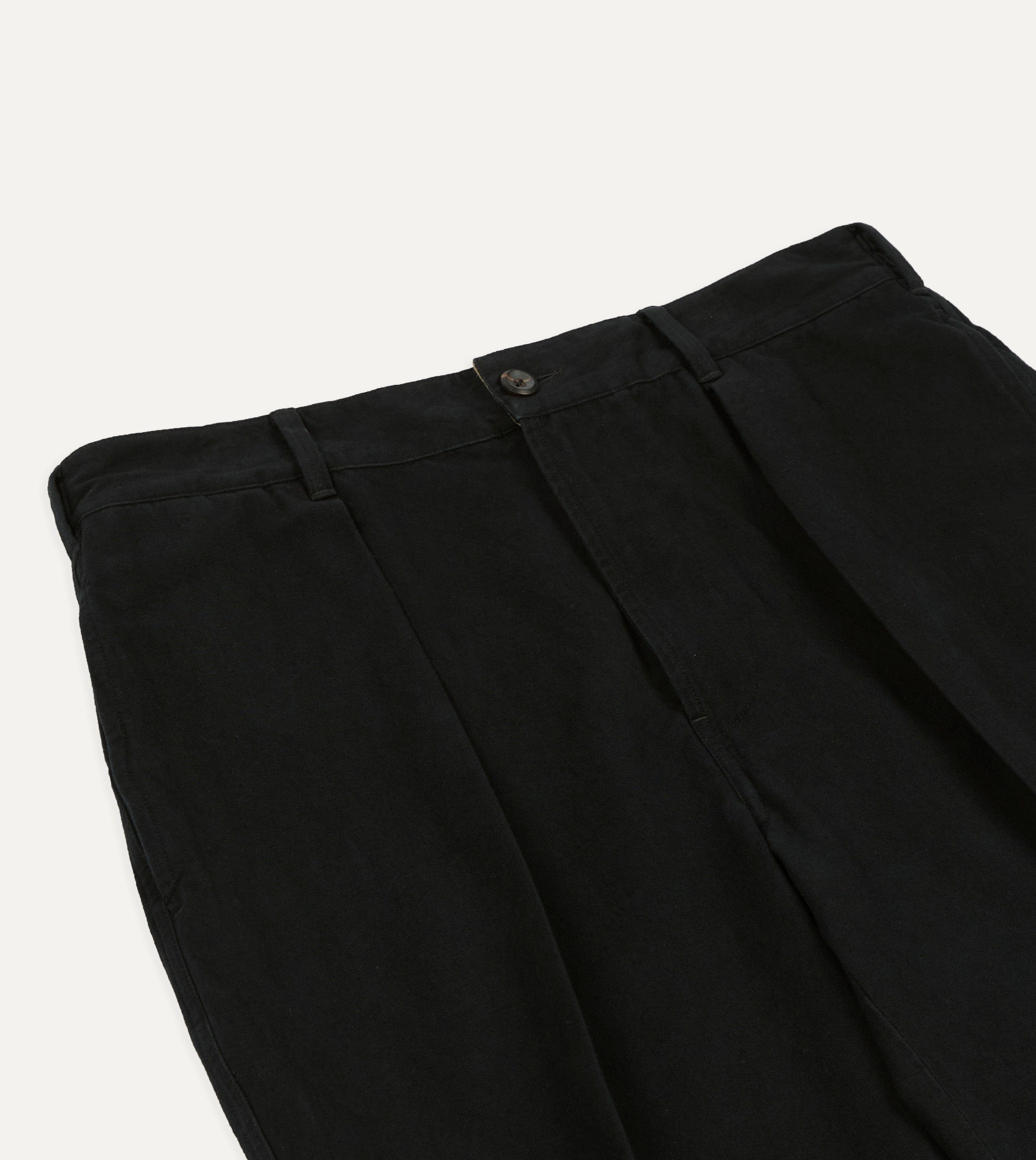 Drake's by A. Levine Black Cotton-Linen Games Trousers – Drakes