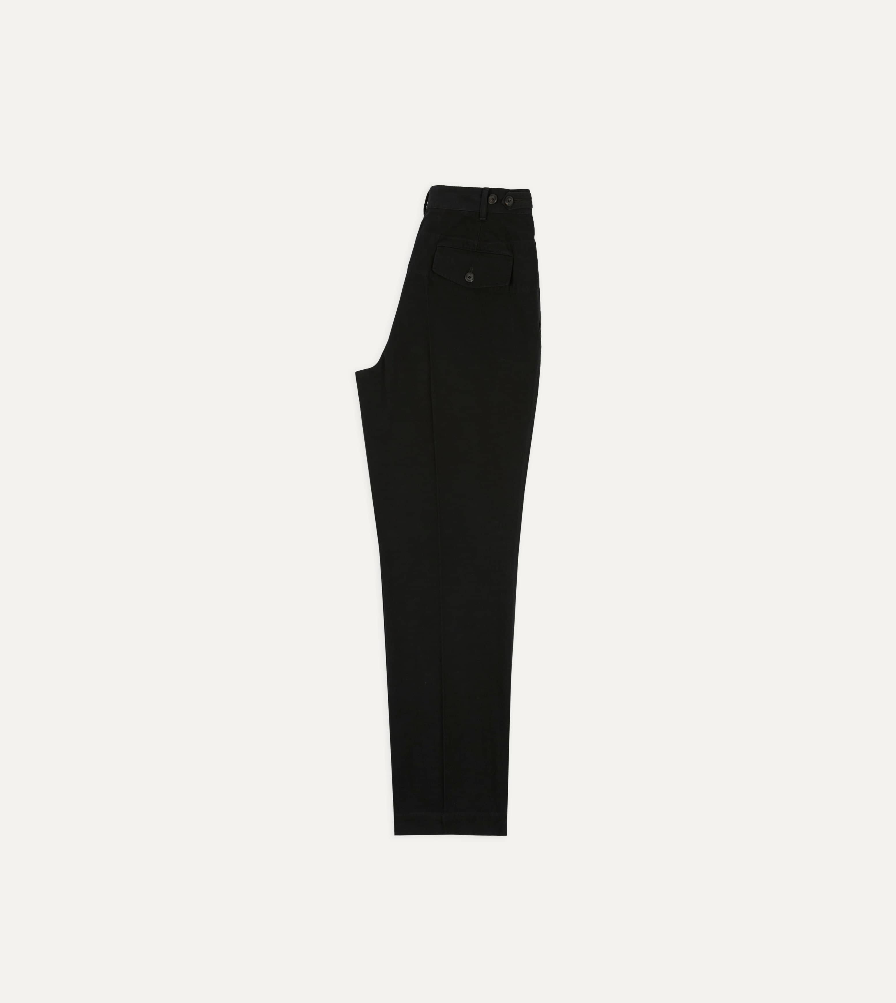 Drake's by A. Levine Black Cotton-Linen Games Trousers