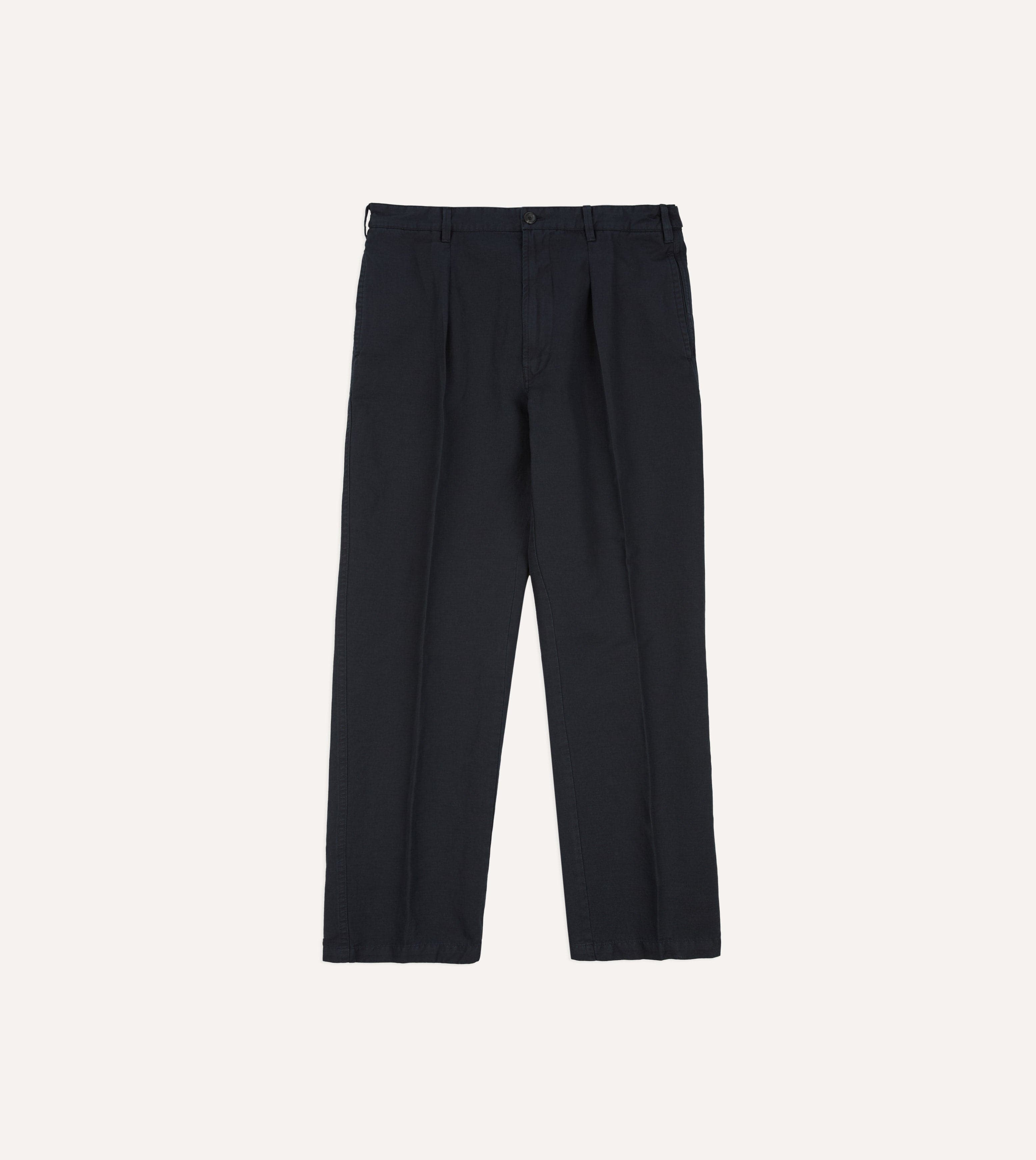Navy Cotton-Linen Games Trouser – Drakes