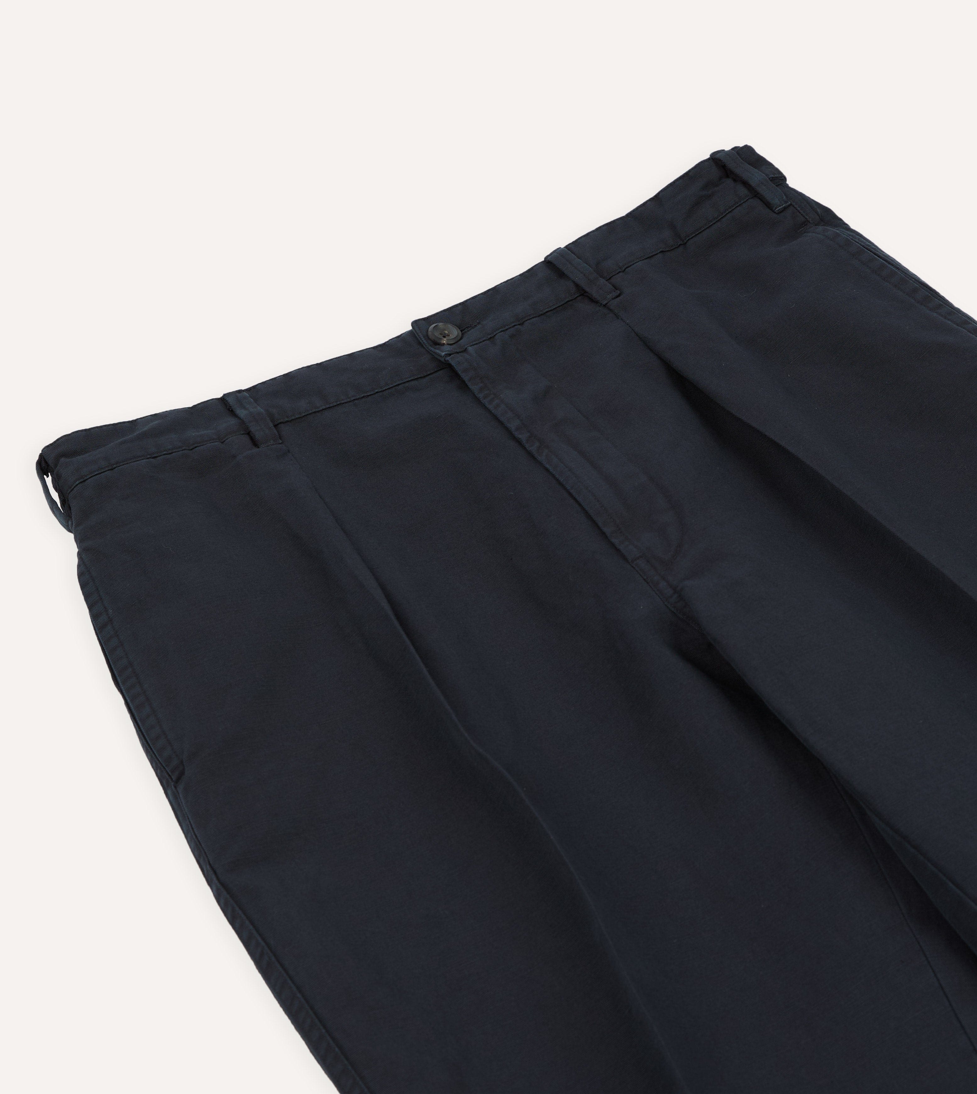 Navy Cotton-Linen Games Trouser – Drakes