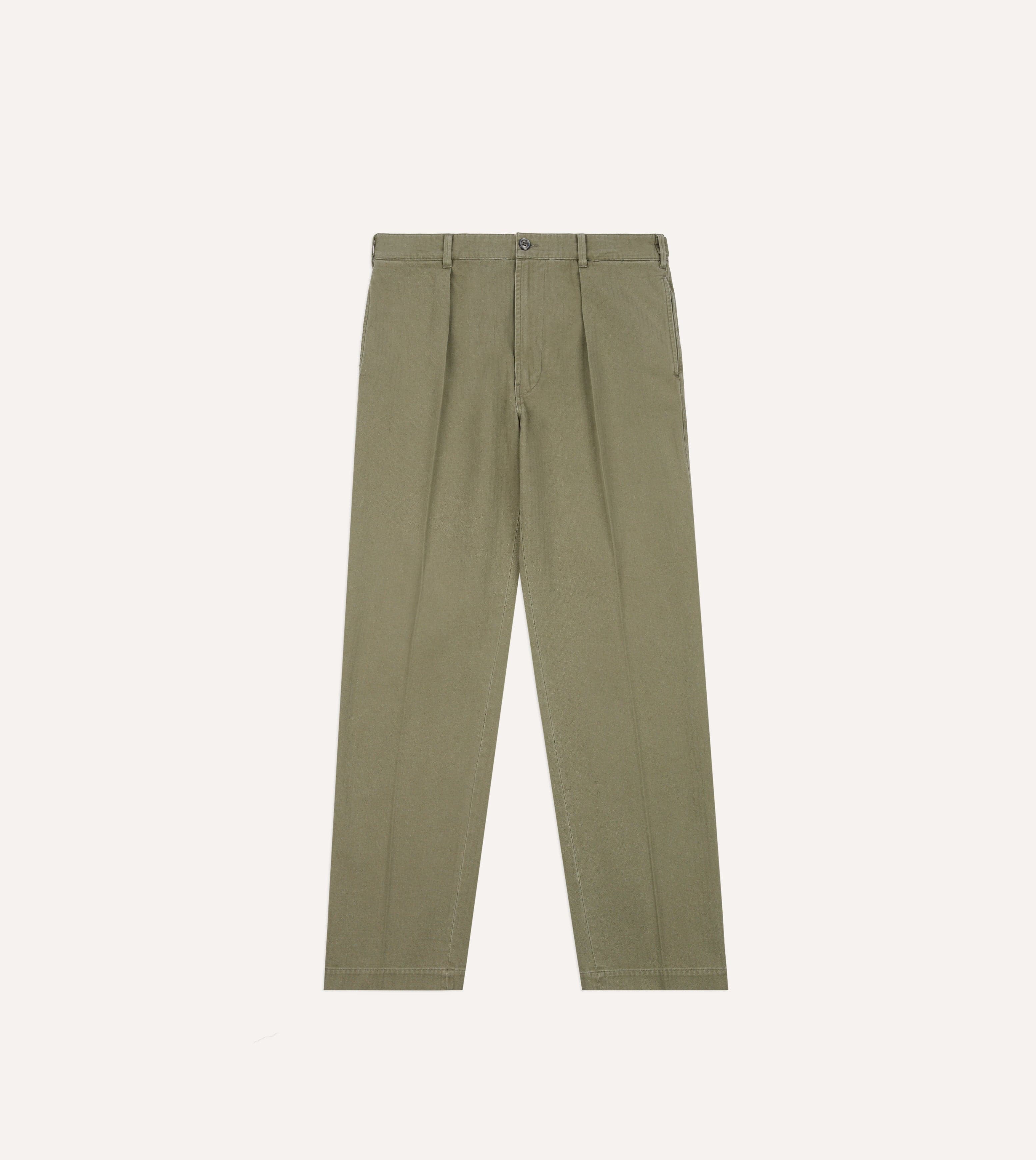 Olive Herringbone Twill Cotton Games Trouser – Drakes