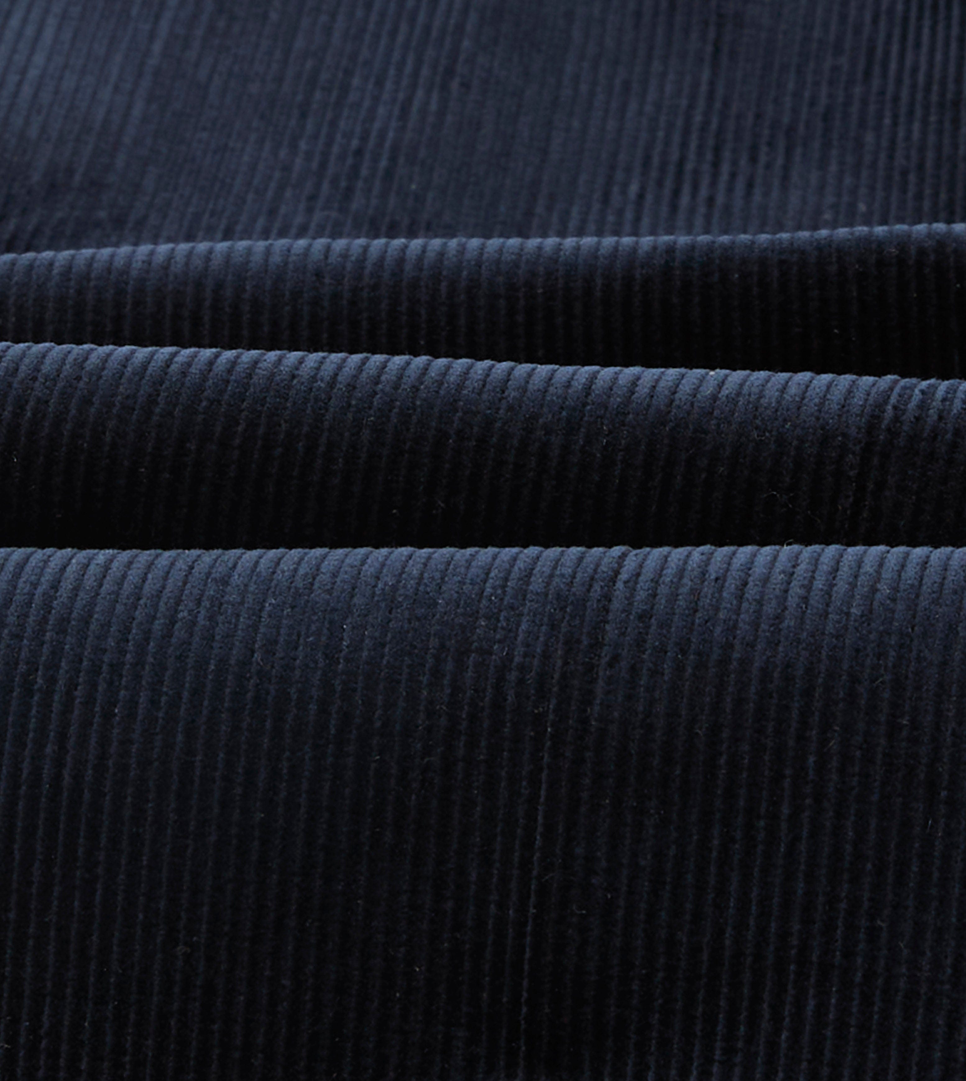 Navy Mid-Wale Corduroy Single Pleat Trouser