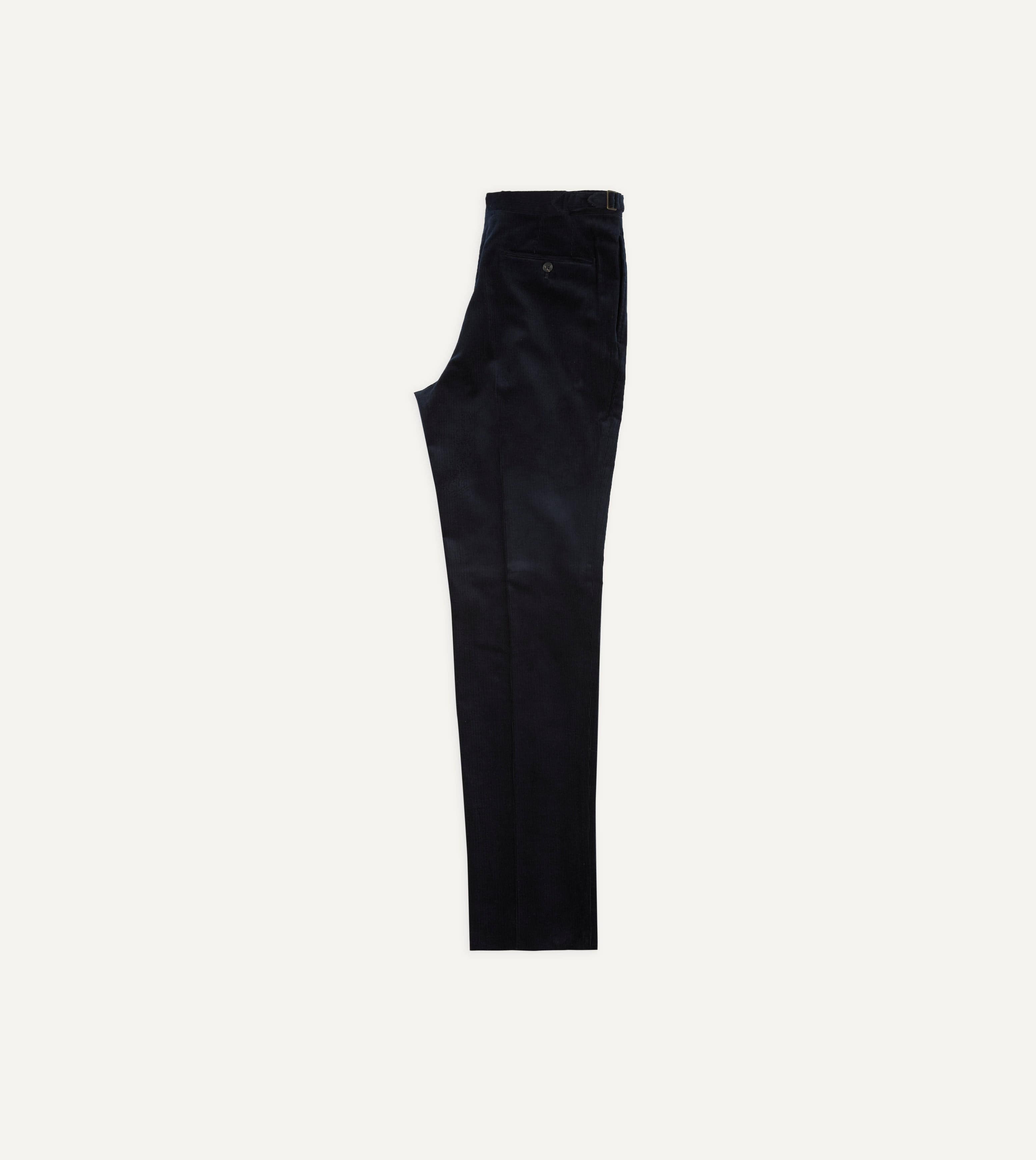 Navy Mid-Wale Corduroy Single Pleat Trouser