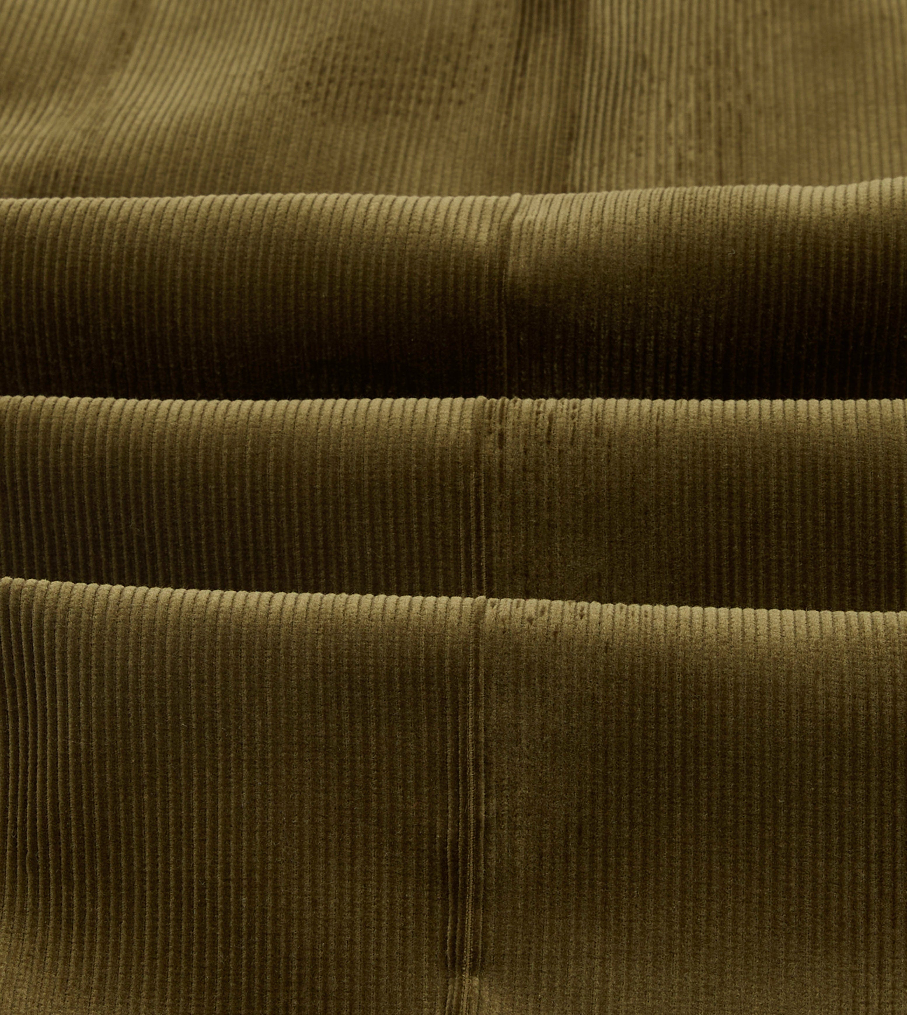 Olive Mid-Wale Corduroy Single Pleat Trouser