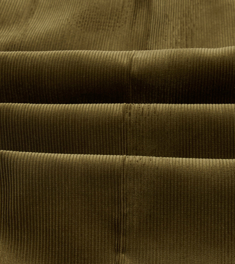 Olive Mid-Wale Corduroy Single Pleat Trouser