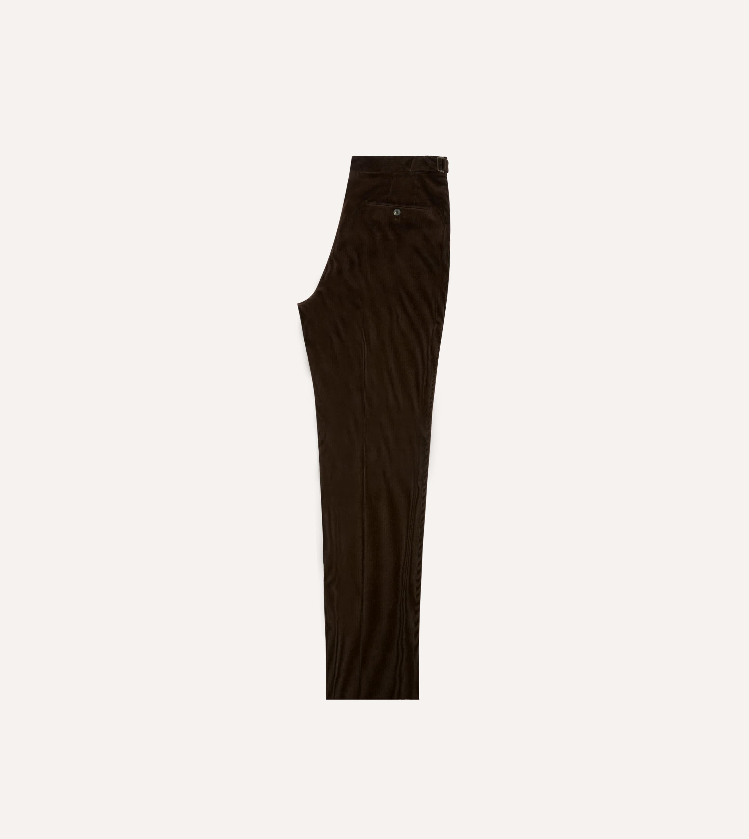 Brown Mid-Wale Corduroy Single Pleat Trouser