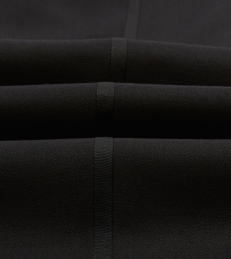 Black Barathea Wool Single Pleat Dinner Trousers