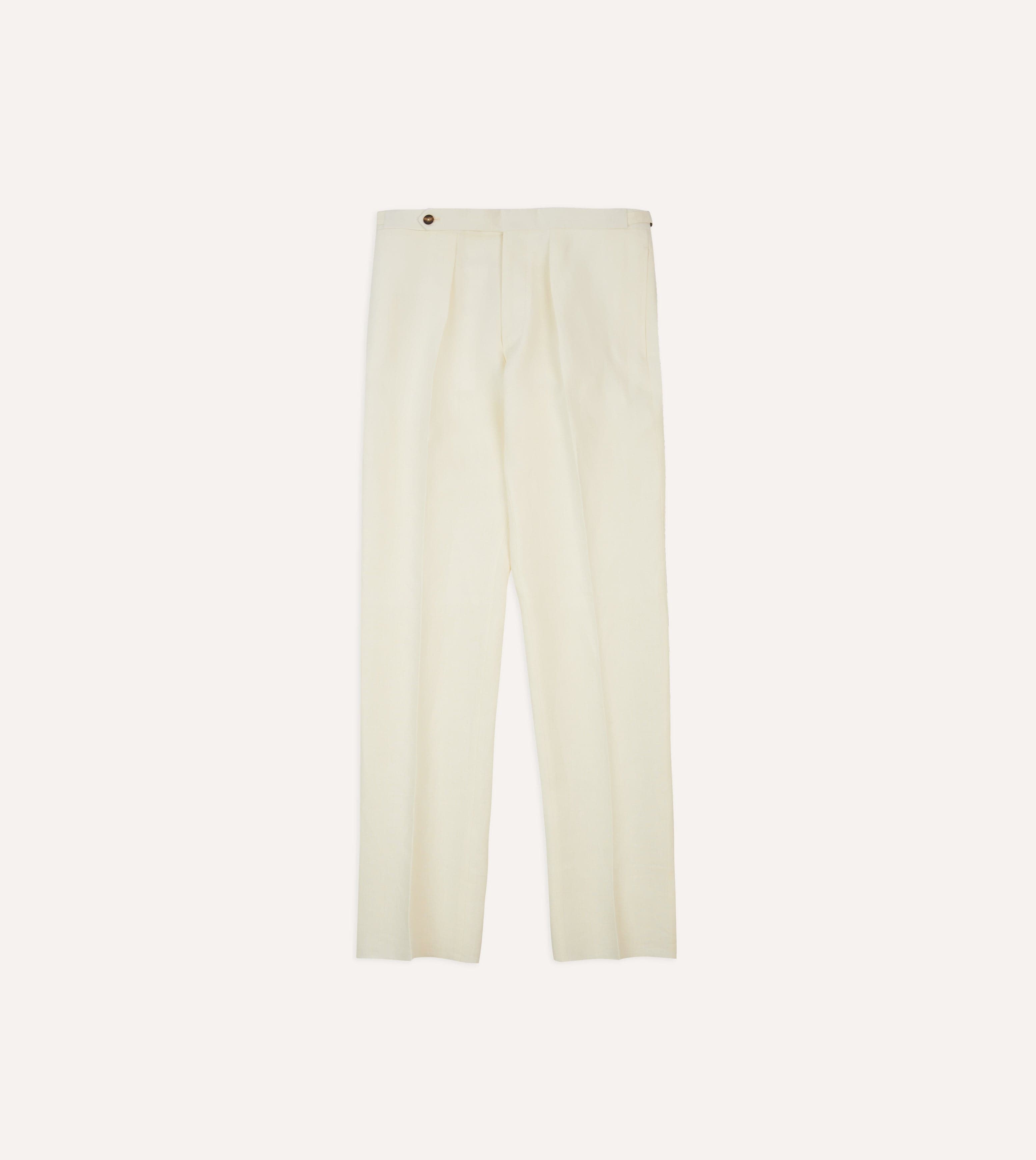 Ecru Irish Linen Single Pleat Trouser